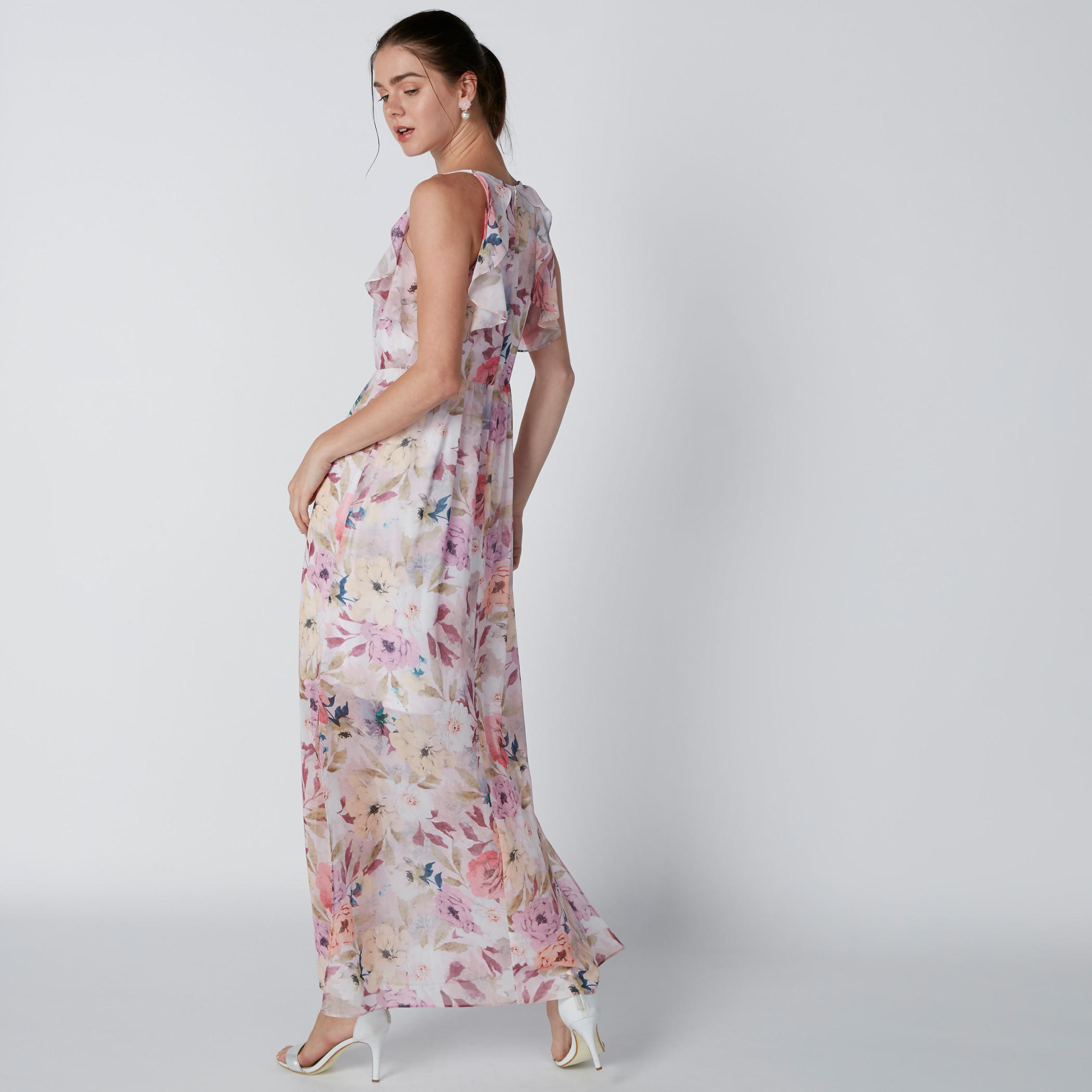 فستان ماكسي بطبعات زهرية وكشكش-women-clothing-dresses-image-2