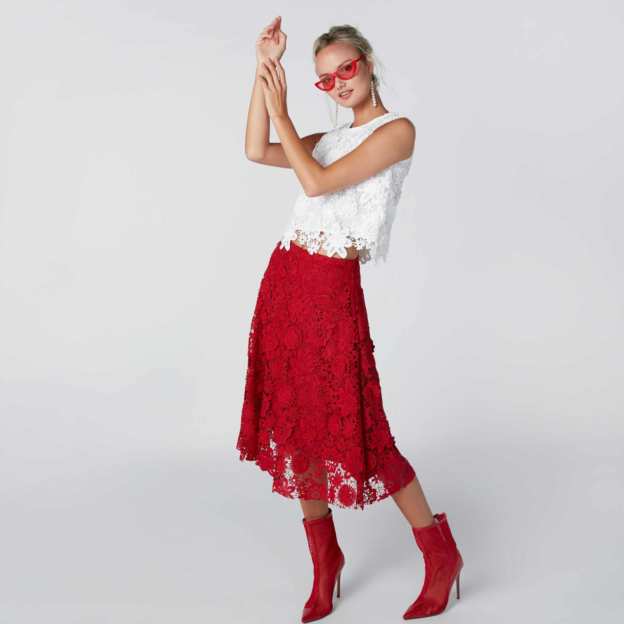 تنورة ميدي بتفاصيل دانتيل وسحّاب إغلاق-women-clothing-bottoms-skirts-image-1