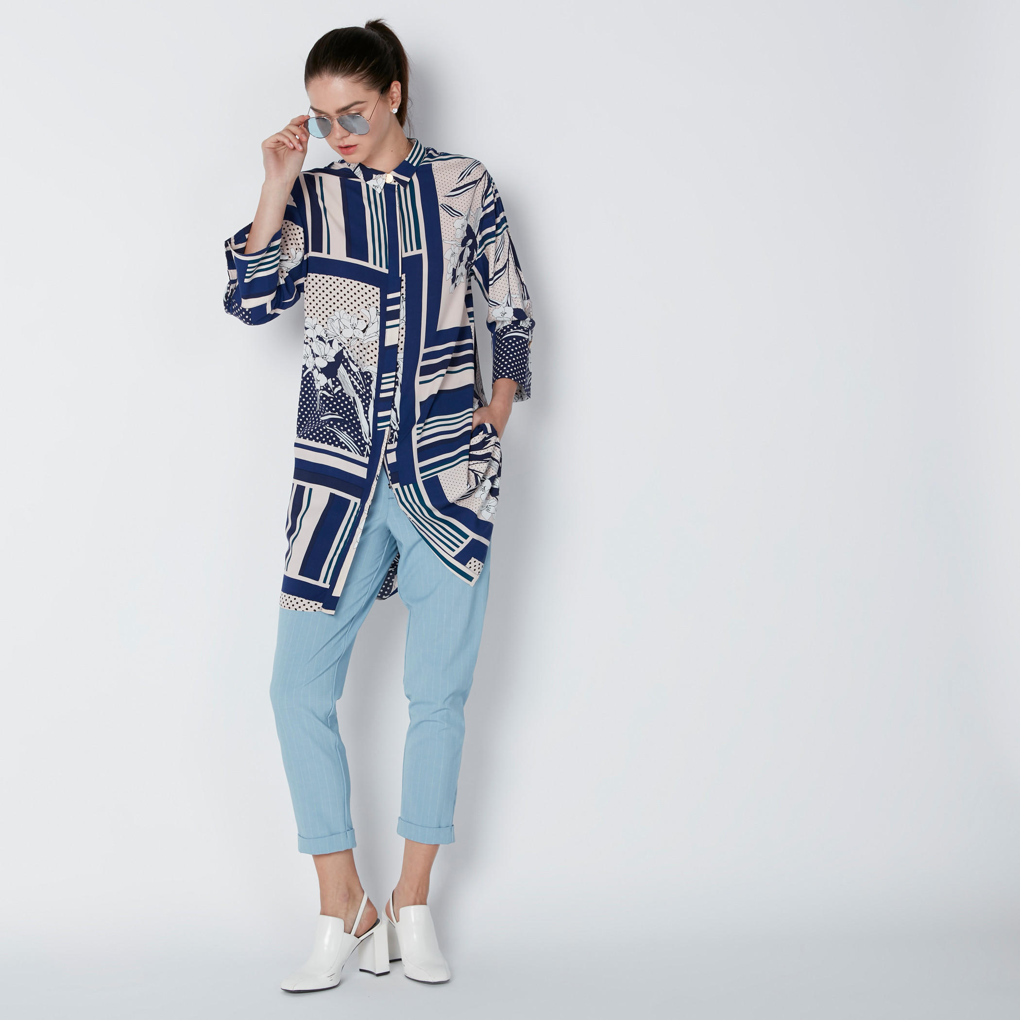 Printed Shirt Tunic with Concealed Placket-women-clothing-shirtsandblouses-blouses-image-1