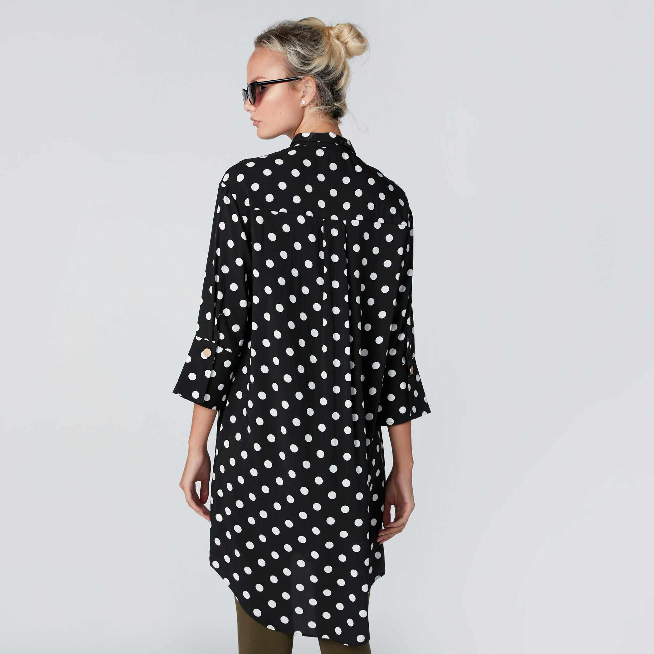 Polka Dot Printed Tunic with 3/4 Sleeves-women-clothing-shirtsandblouses-blouses-image-2