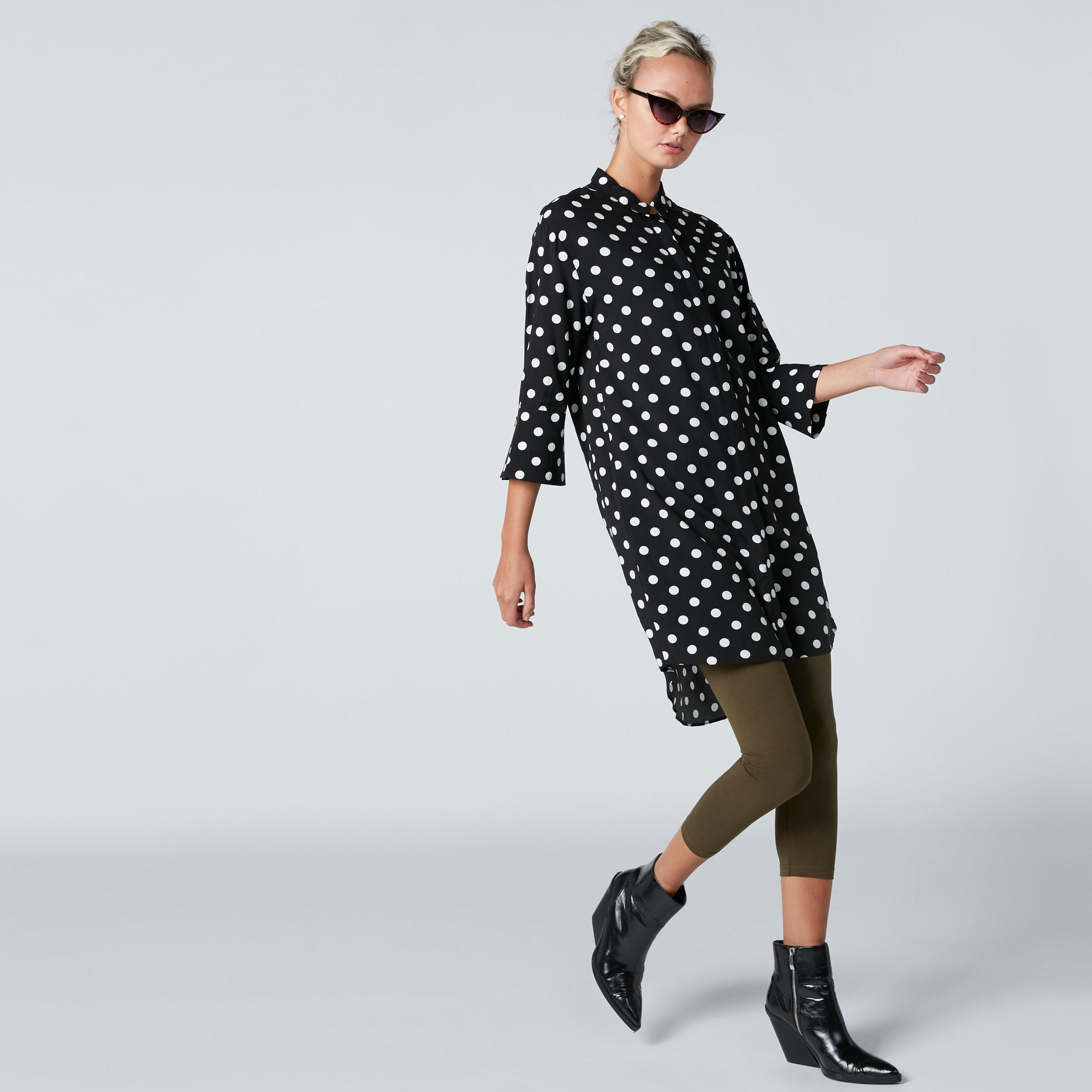 Polka Dot Printed Tunic with 3/4 Sleeves-women-clothing-shirtsandblouses-blouses-image-3