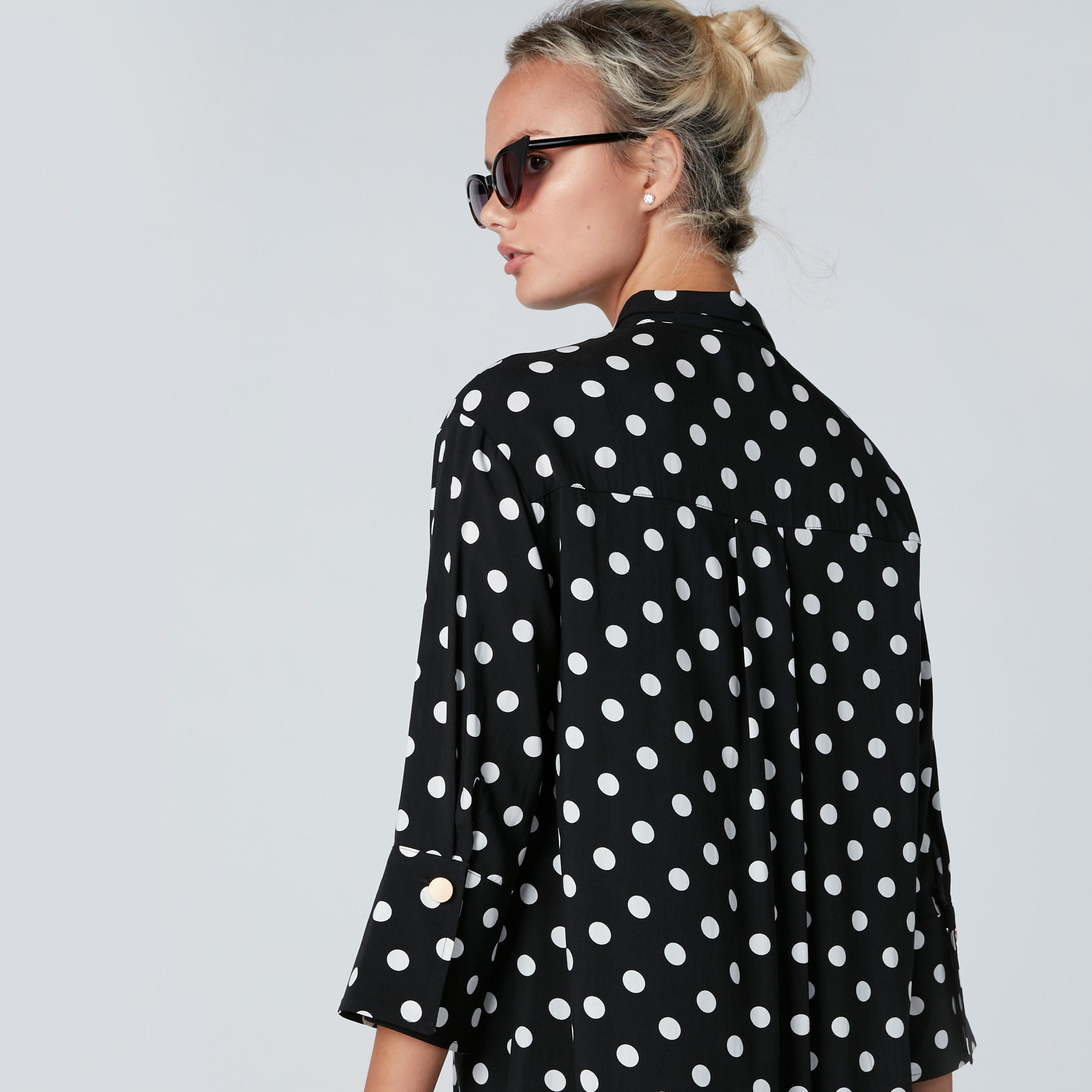 Polka Dot Printed Tunic with 3/4 Sleeves-women-clothing-shirtsandblouses-blouses-image-4