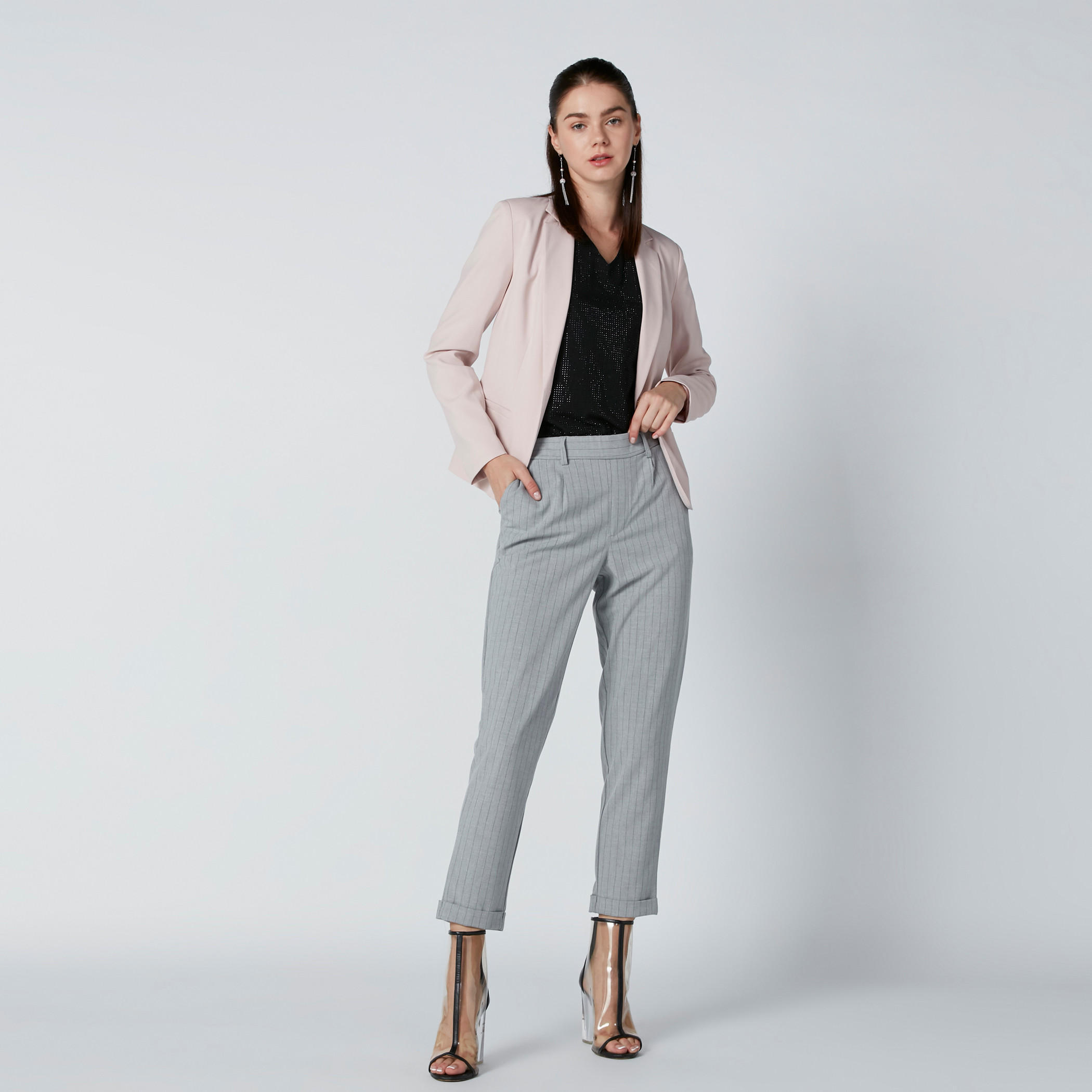 Notched Lapel Blazer with Long Sleeves and Back Slit-women-clothing-coatsandjackets-blazers-image-3