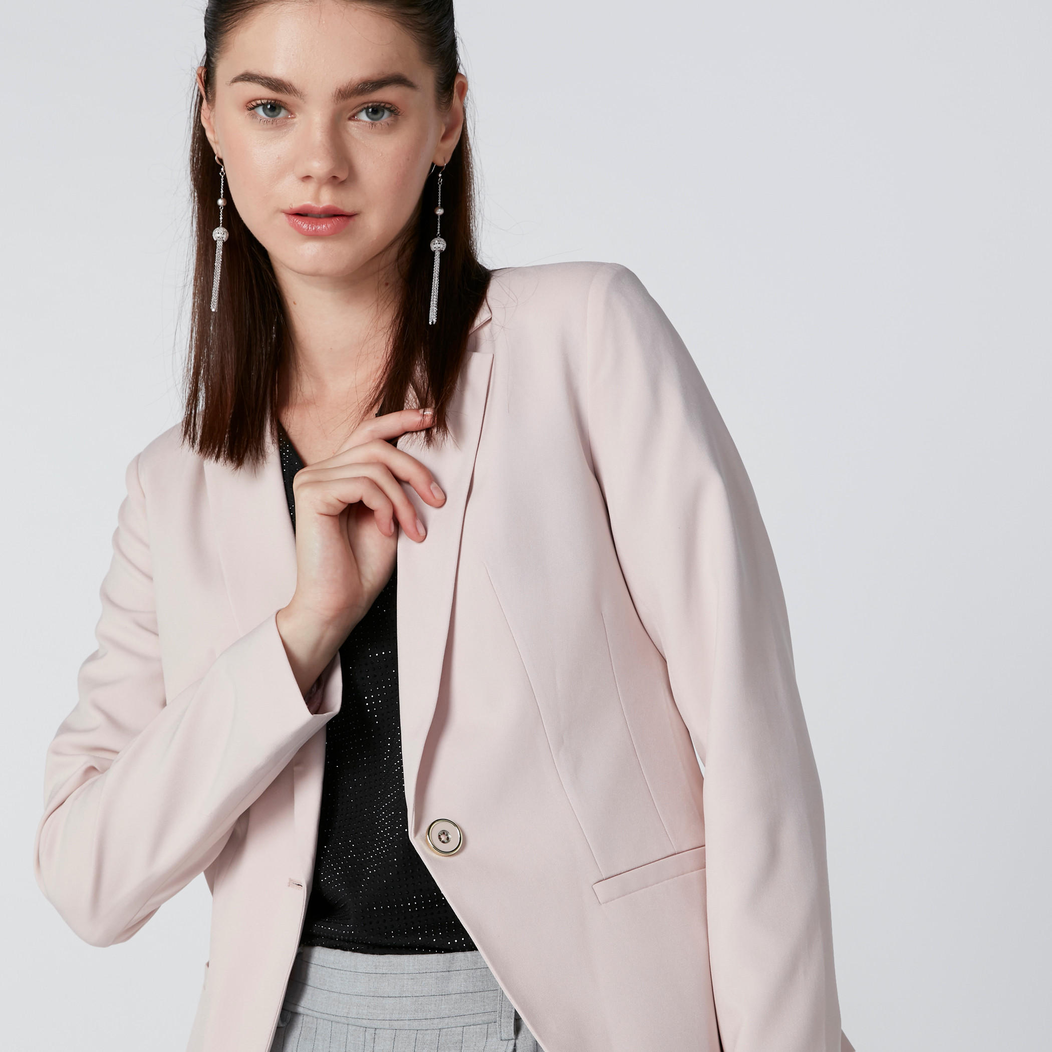 Notched Lapel Blazer with Long Sleeves and Back Slit-women-clothing-coatsandjackets-blazers-image-5