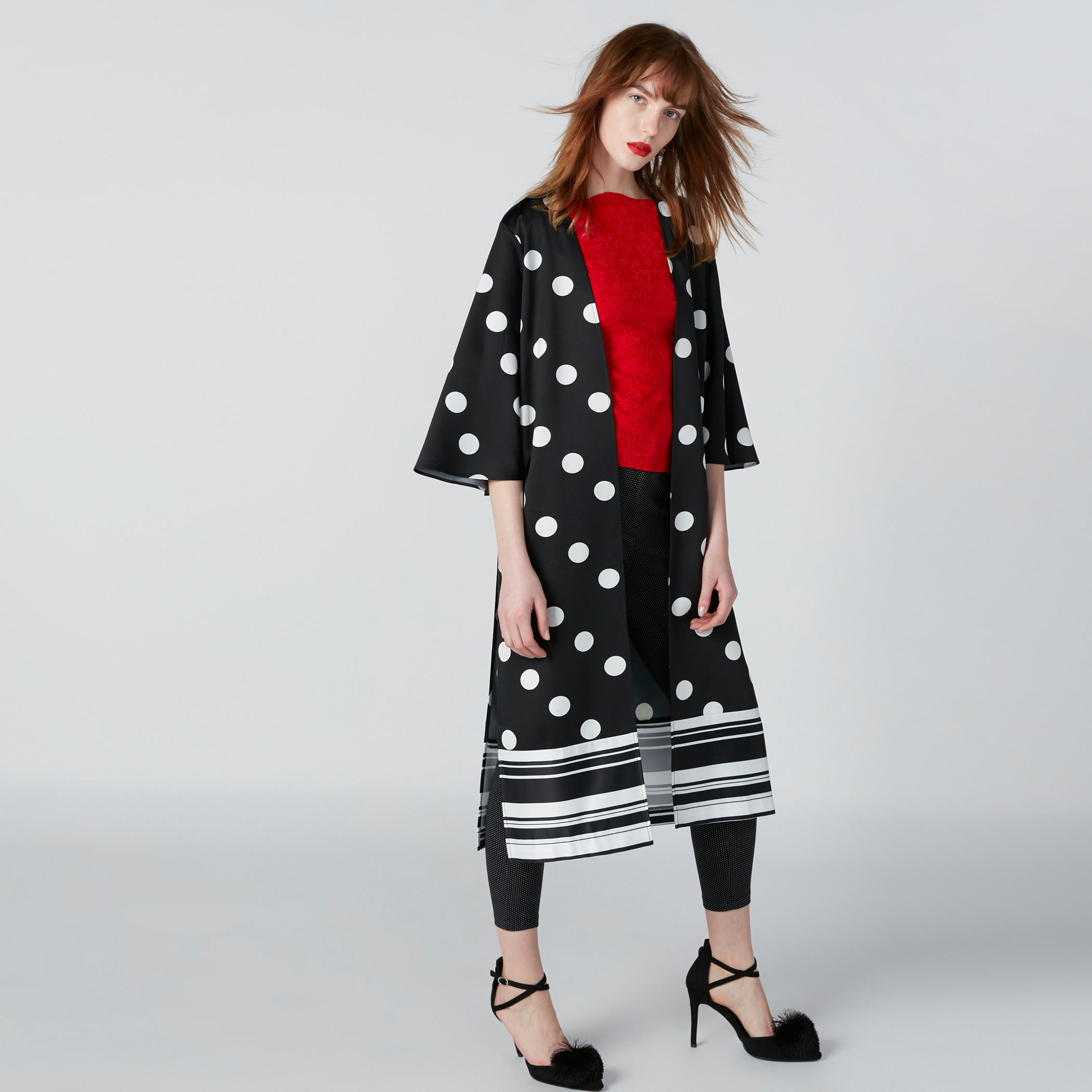Polka Dot Printed Shrug with 3/4 Sleeves-women-winterwear-cardigansandjumpers-cardigans-image-1