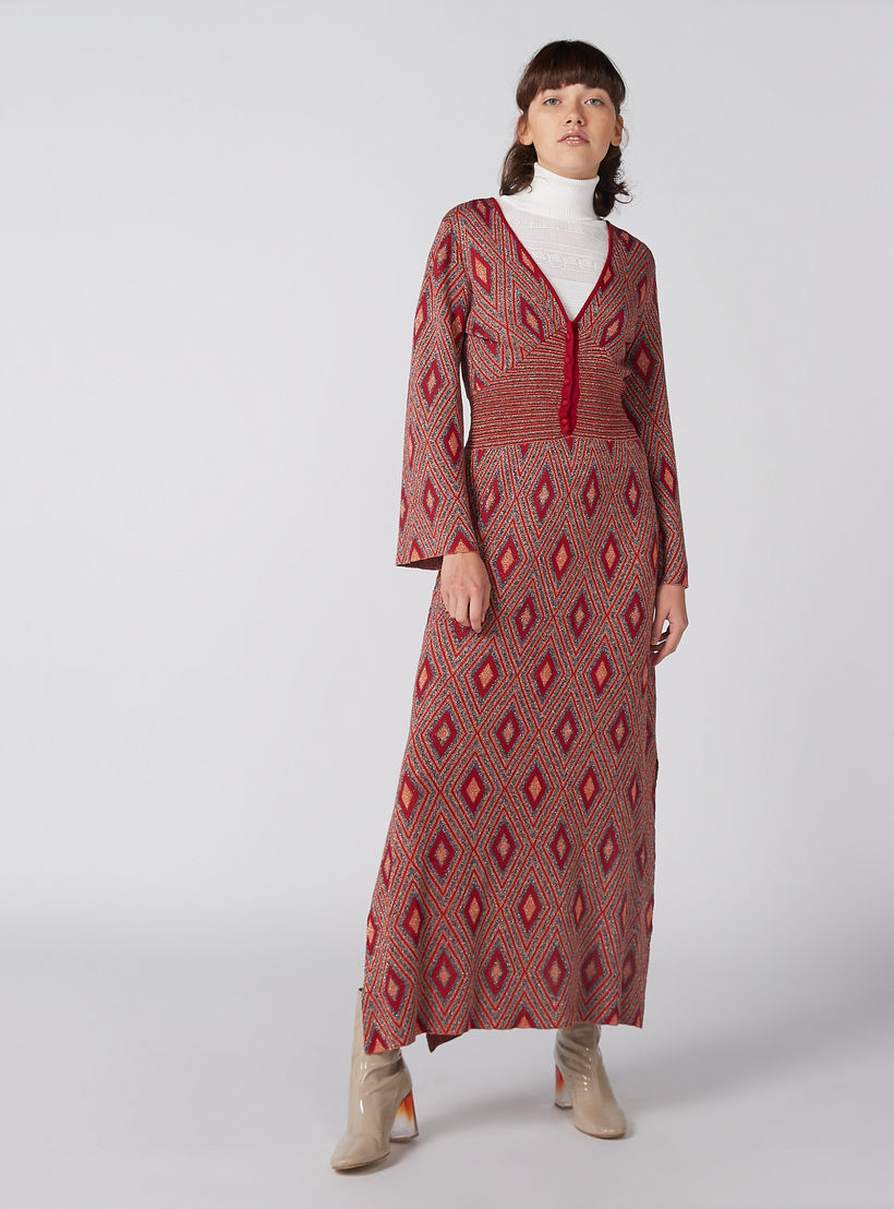 فستان طويل بأكمام طويلة وفتحة جانبية وطبعات-women-clothing-dresses-image-4