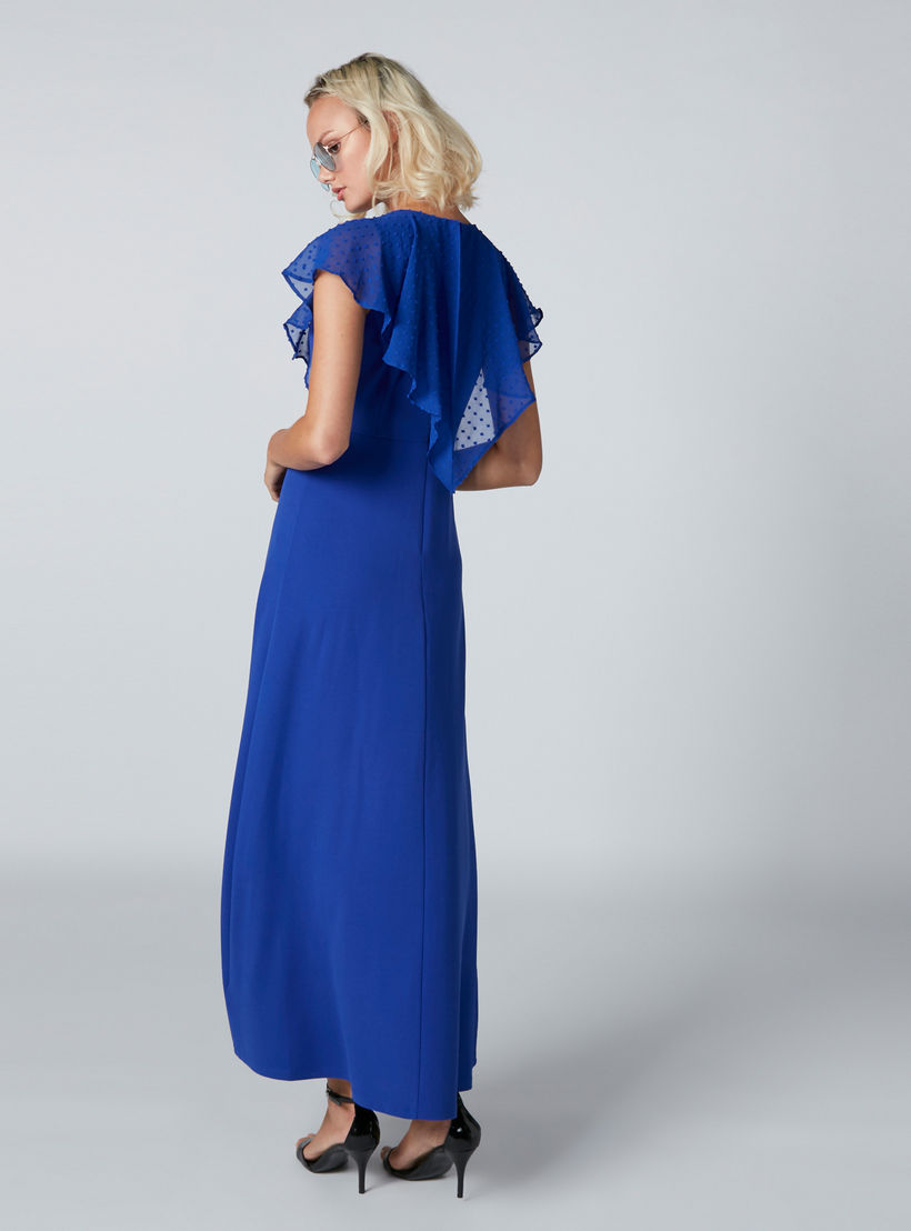 فستان طويل بياقة مستديرة وتفاصيل كشكش-women-clothing-dresses-image-2