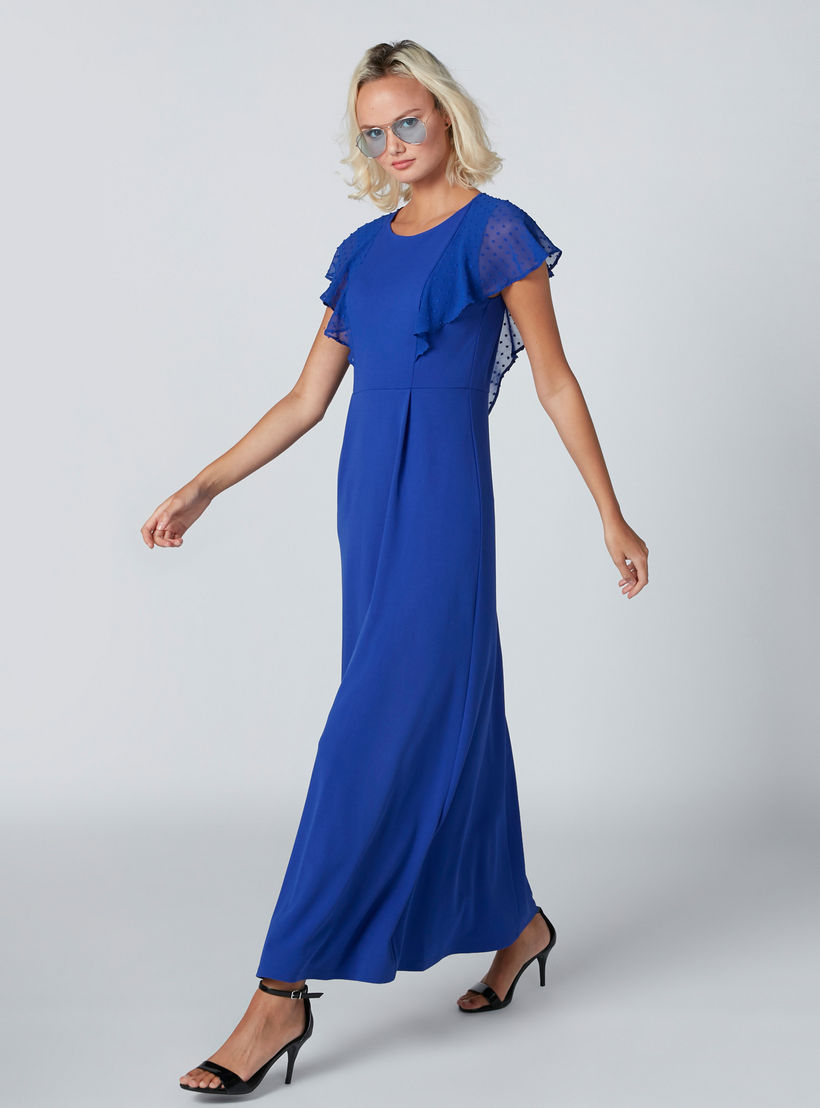 فستان طويل بياقة مستديرة وتفاصيل كشكش-women-clothing-dresses-image-3