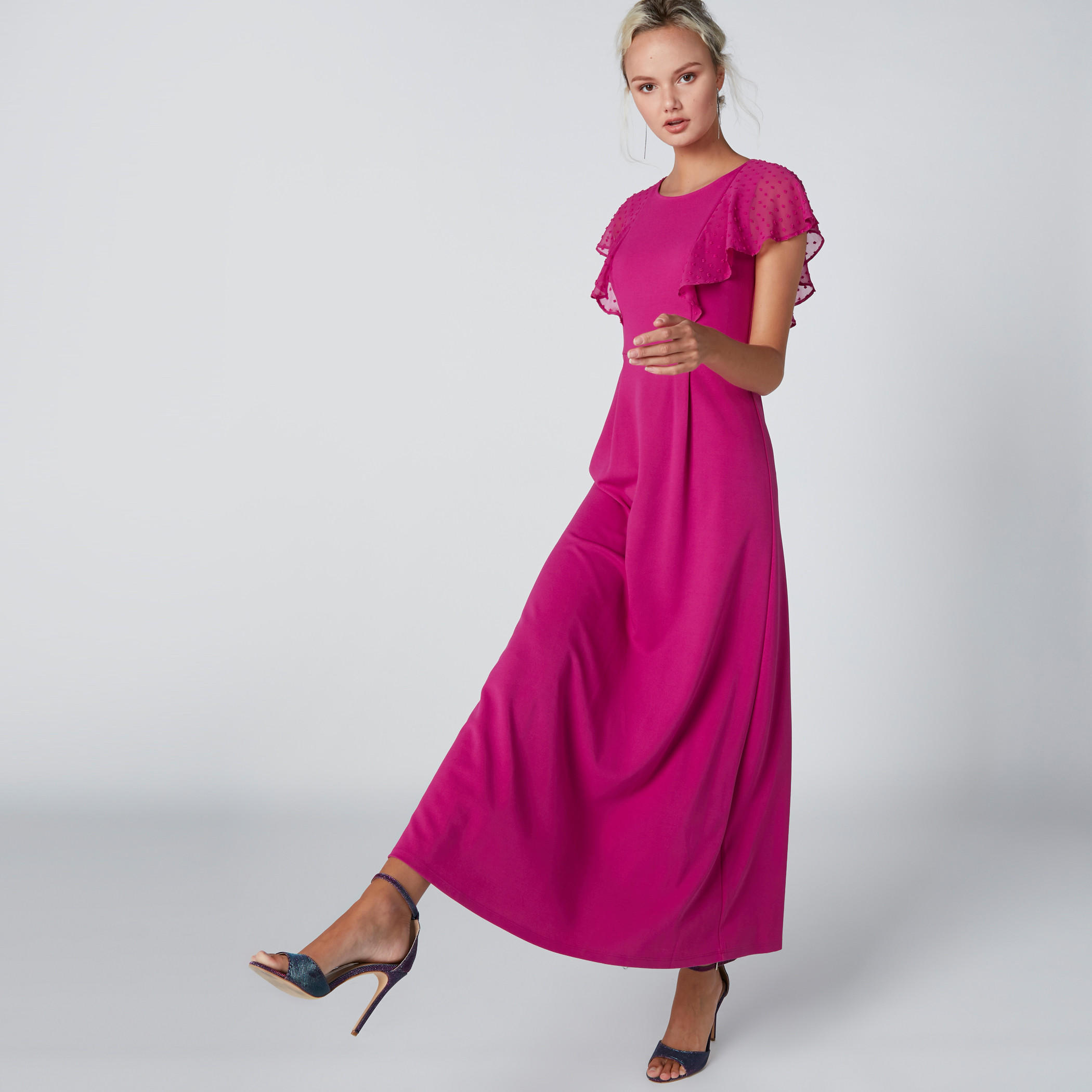 فستان طويل إيه لاين بياقة مستديرة وتفاصيل كشكش-women-clothing-dresses-image-4