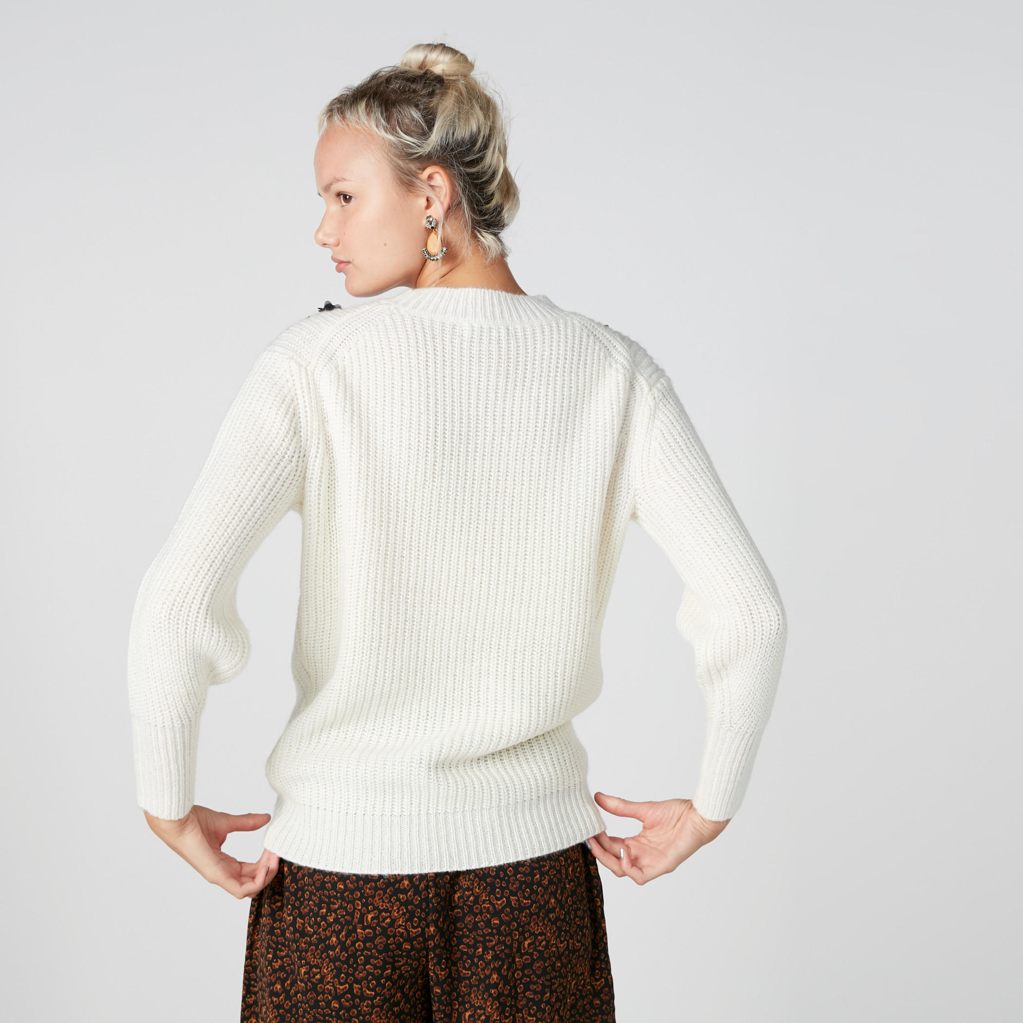Embellished Sweater with Crew Neck and Long Sleeves-women-clothing-cardigansandjumpers-jumpers-image-2