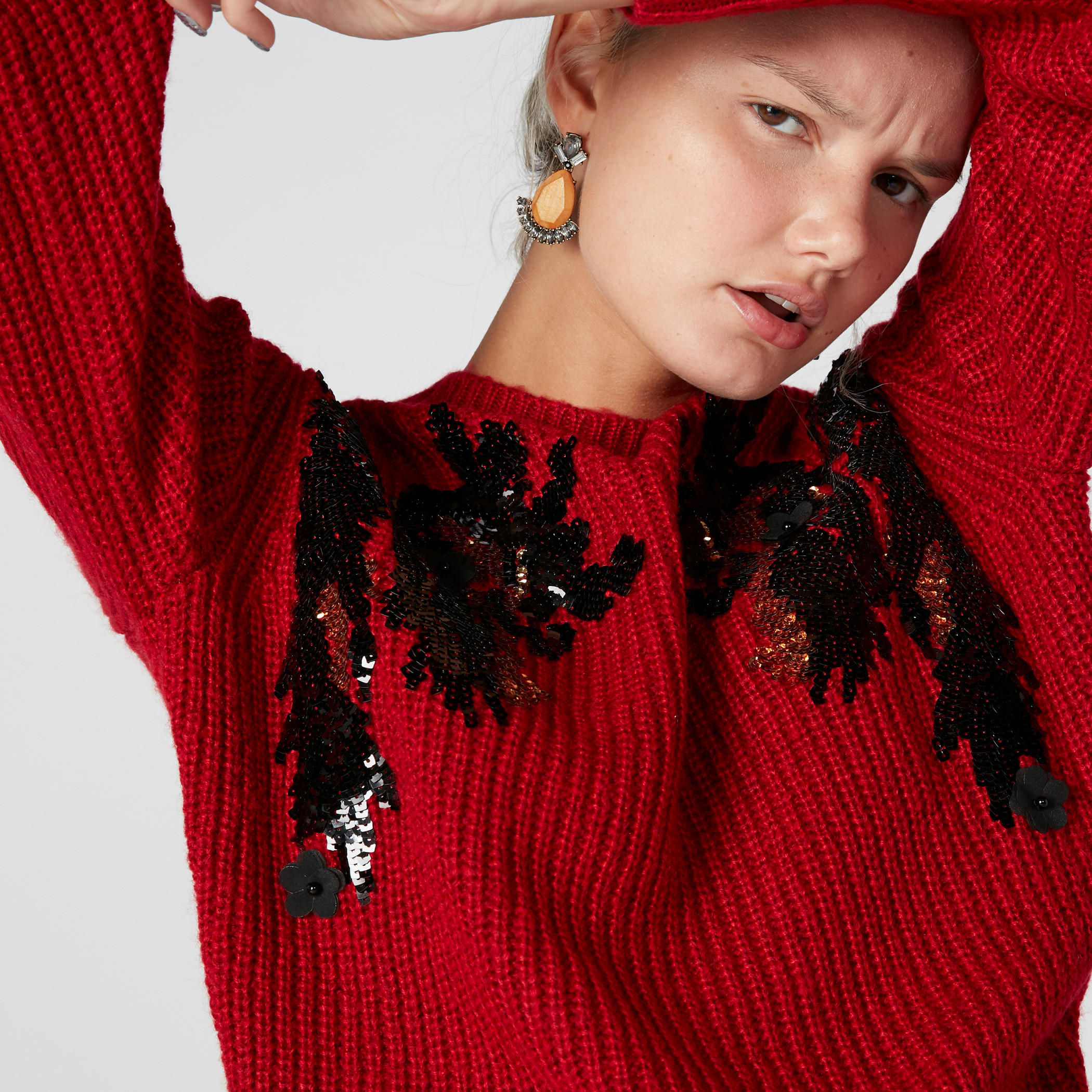 Embellished Sweater with Crew Neck and Long Sleeves-women-clothing-cardigansandjumpers-jumpers-image-7