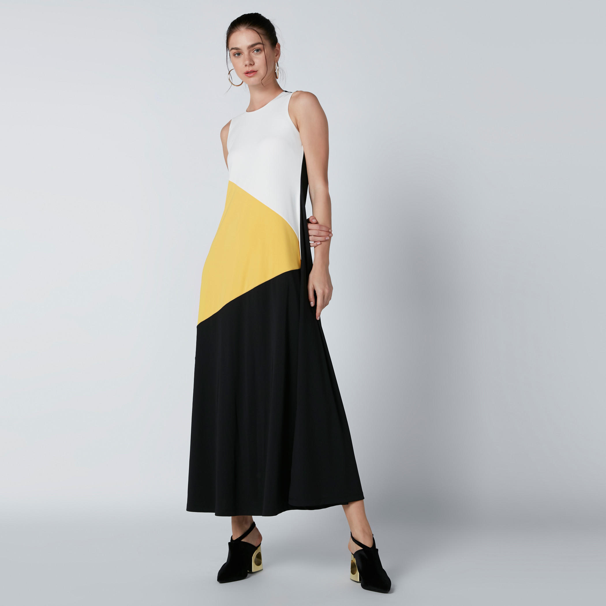 فستان إيه لاين دون أكمام بياقة مستديرة-women-clothing-dresses-image-1