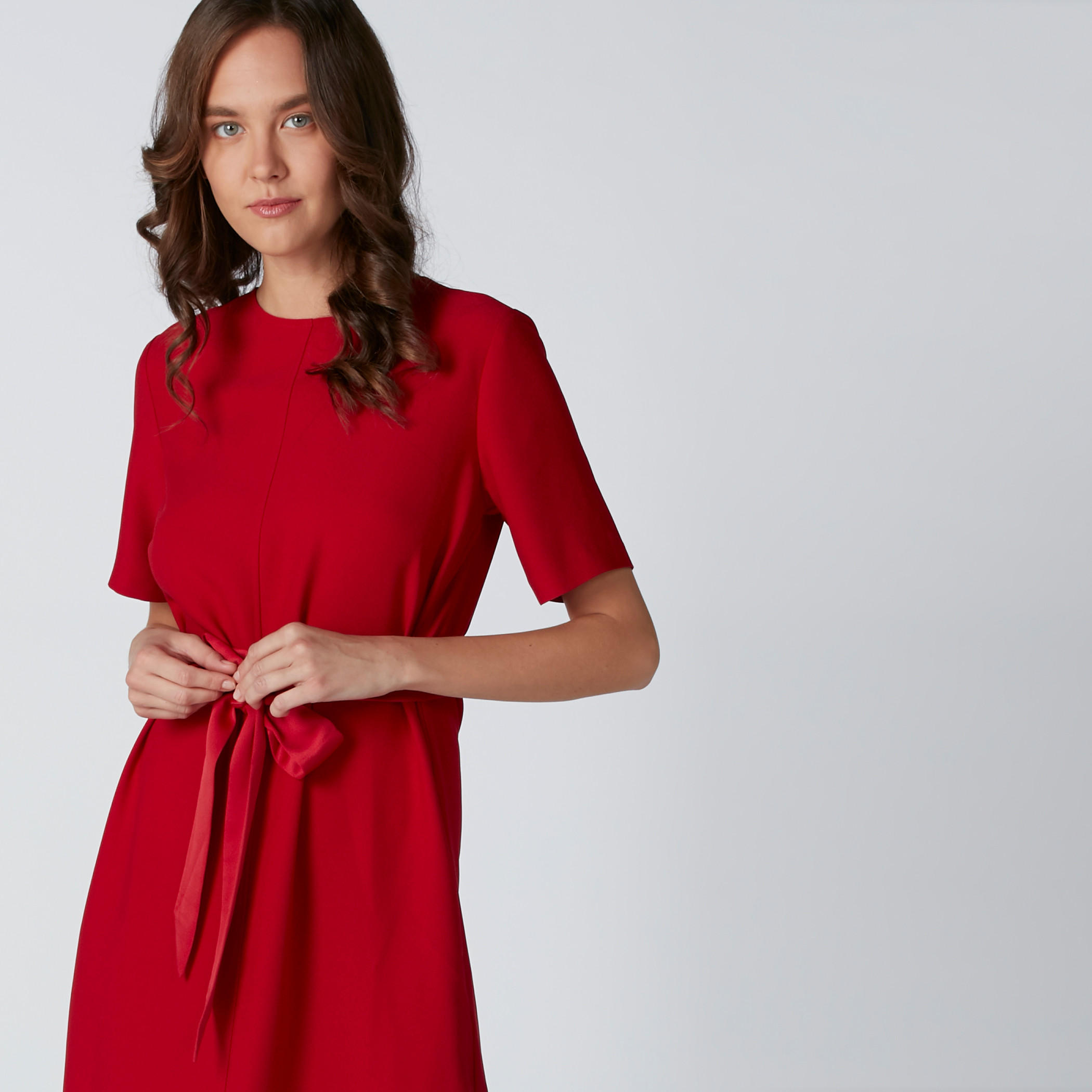 فستان إيه لاين متوسط الطول بحزام رباط وفتحة جانبية-women-clothing-dresses-image-5