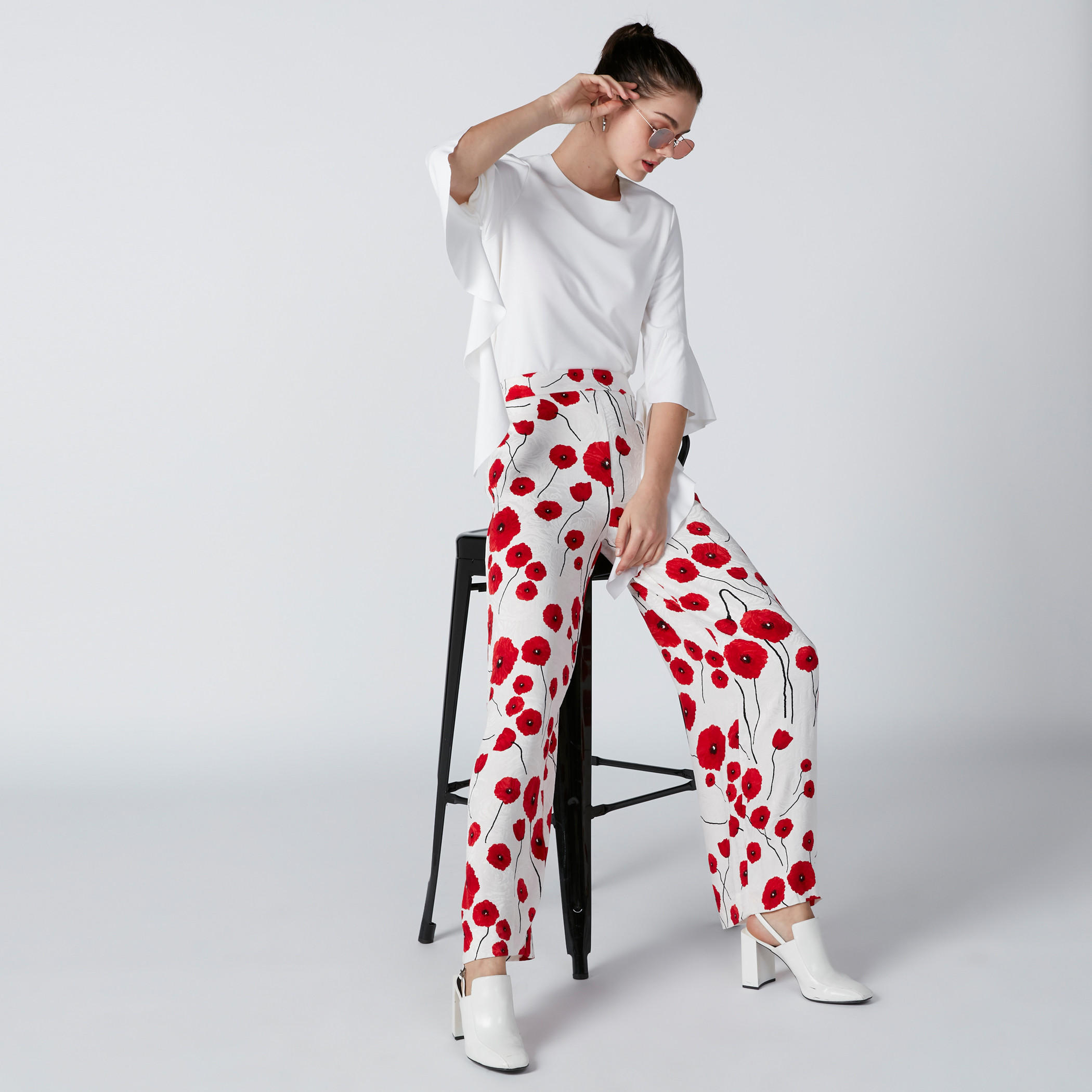 بنطال بالازو بخصر مرتفع وطبعات زهرية-women-clothing-bottoms-trousers-image-2