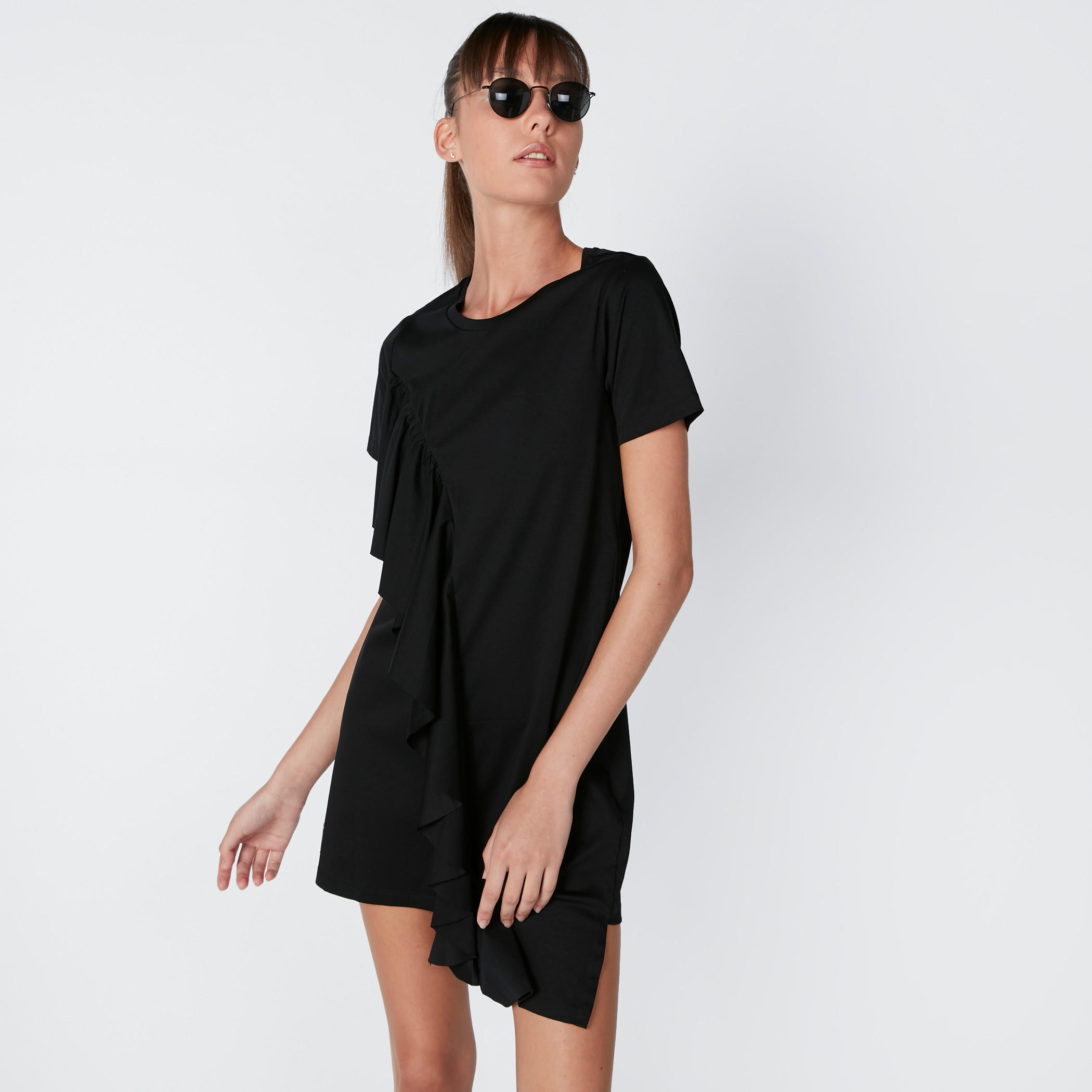 Ruffle Detail Dress with Short Sleeves-women-clothing-dresses-image-3