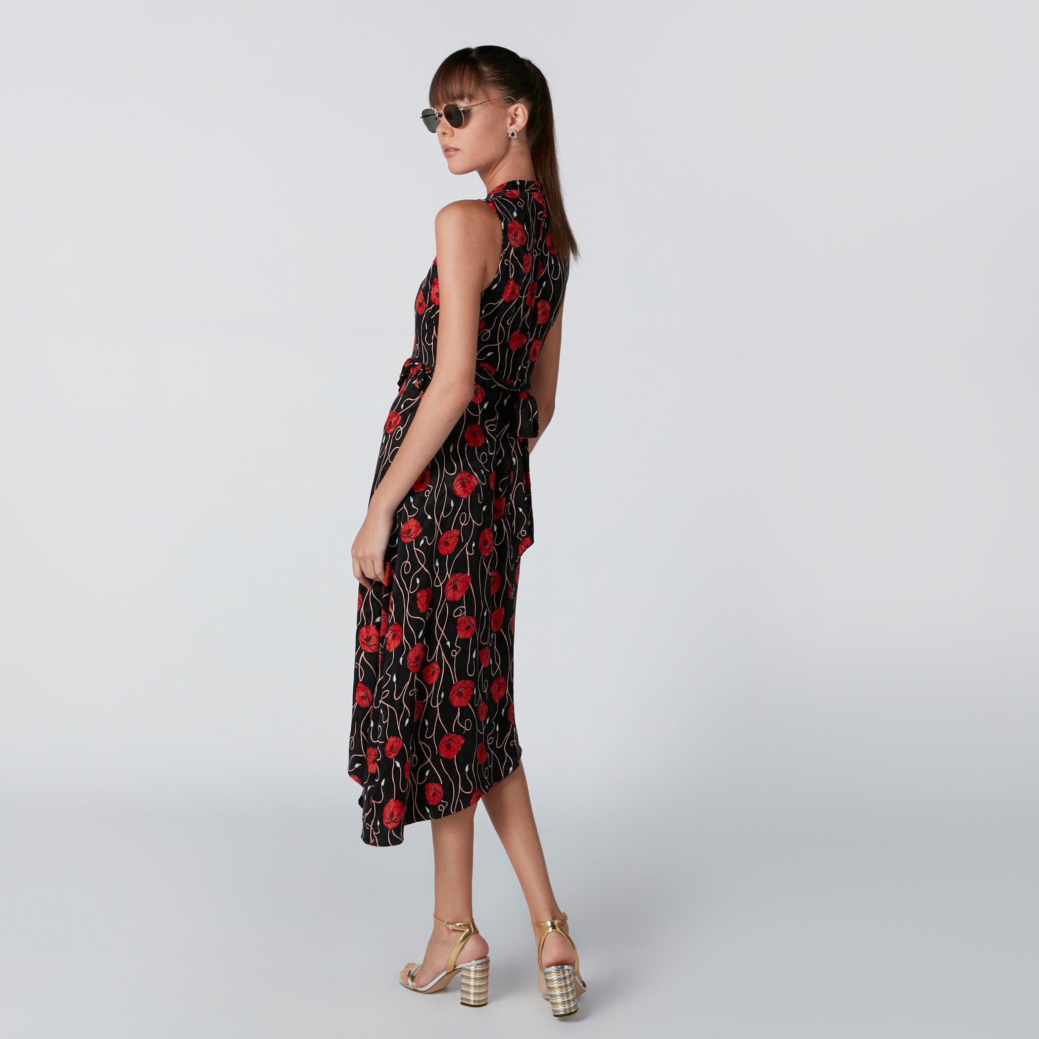فستان دون أكمام بأربطة وحوّاف غير مستوية وطبعات أزهار-women-clothing-dresses-image-2