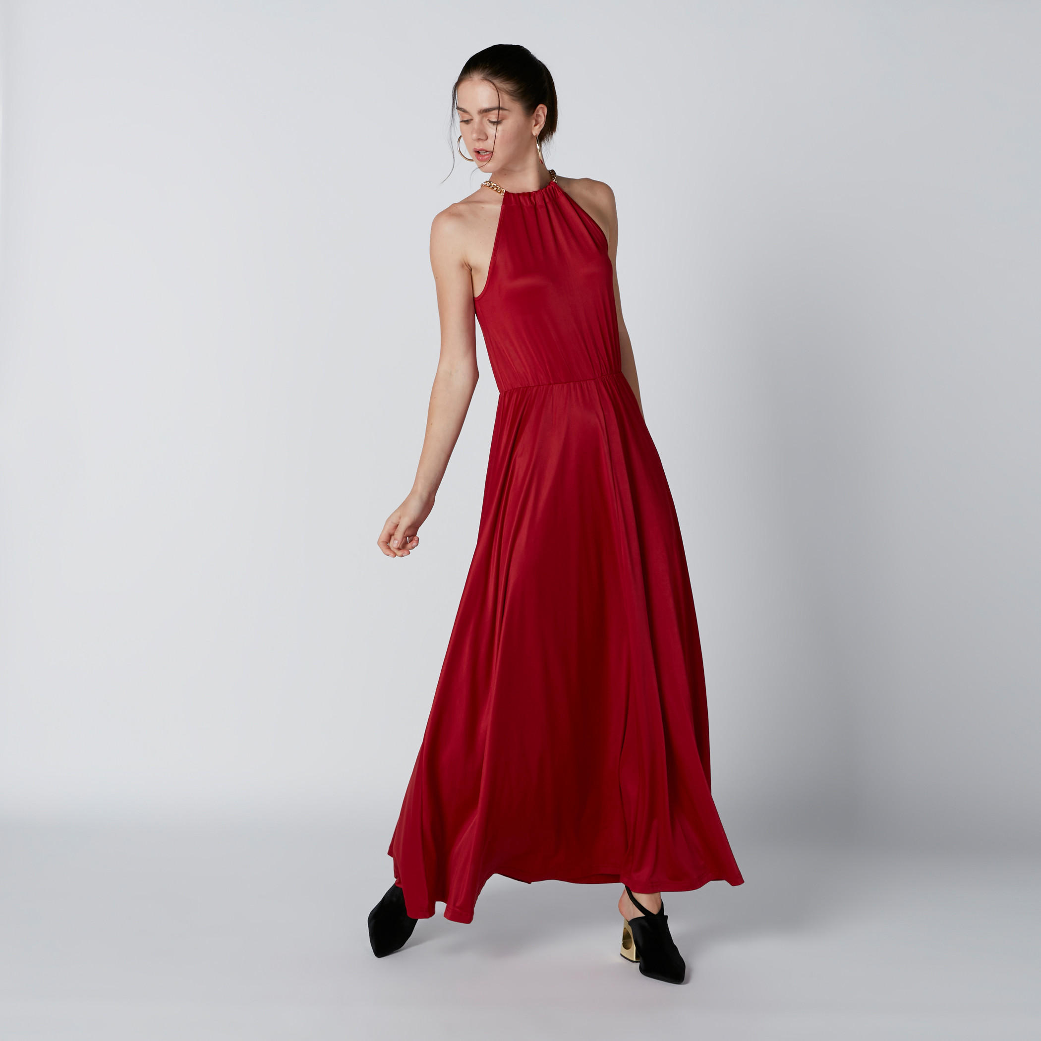 Sleeveless Maxi Dress with Halter Neck-women-clothing-dresses-image-1