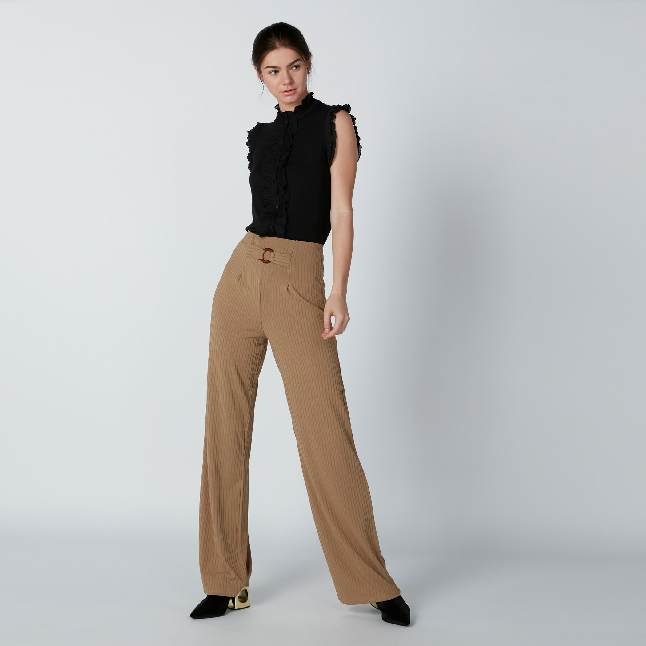 Sleeveless Shirt with Complete Placket and Frill Detail-women-clothing-shirtsandblouses-shirts-image-3