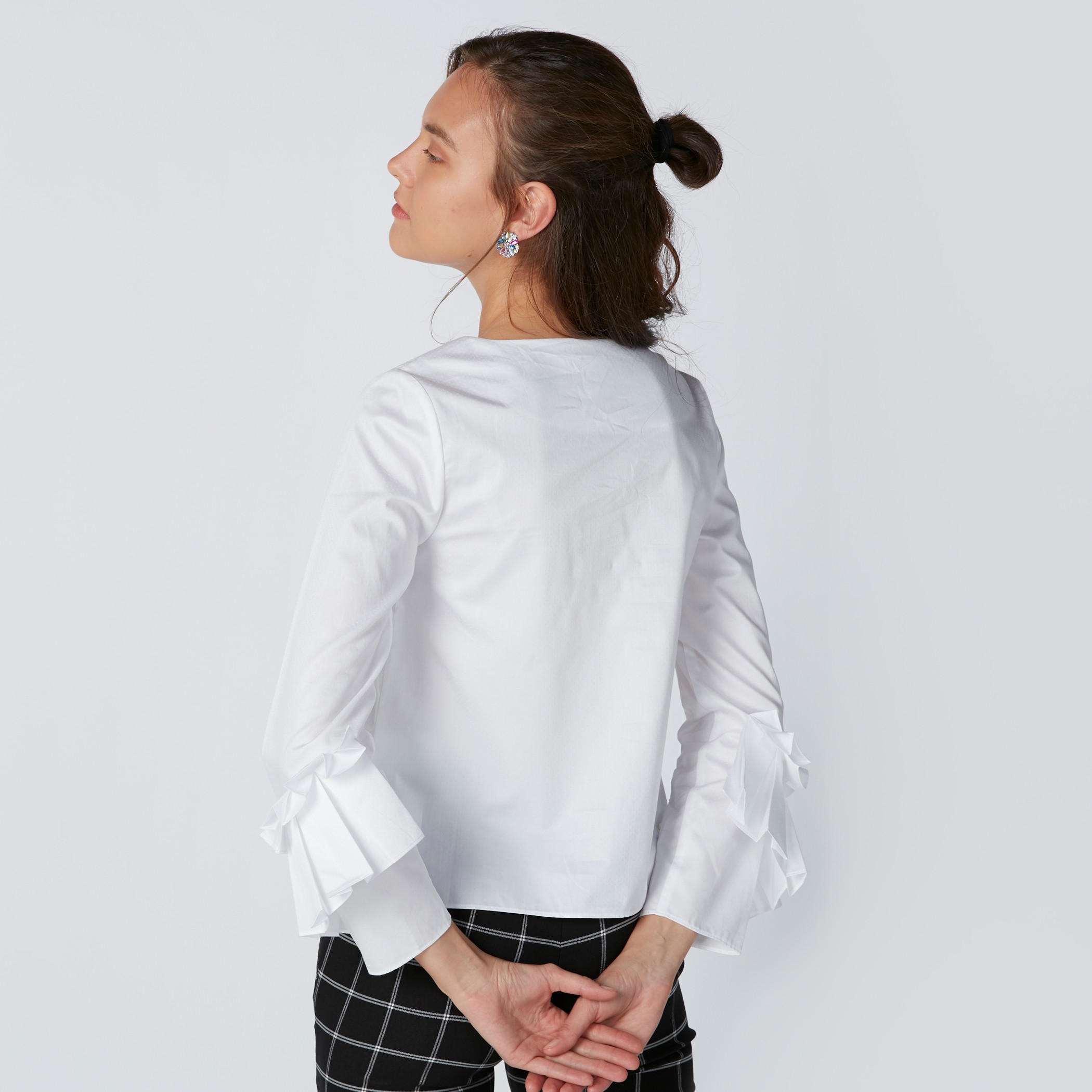 3/4 Sleeves Top with Frill Detail-women-clothing-shirtsandblouses-blouses-image-2
