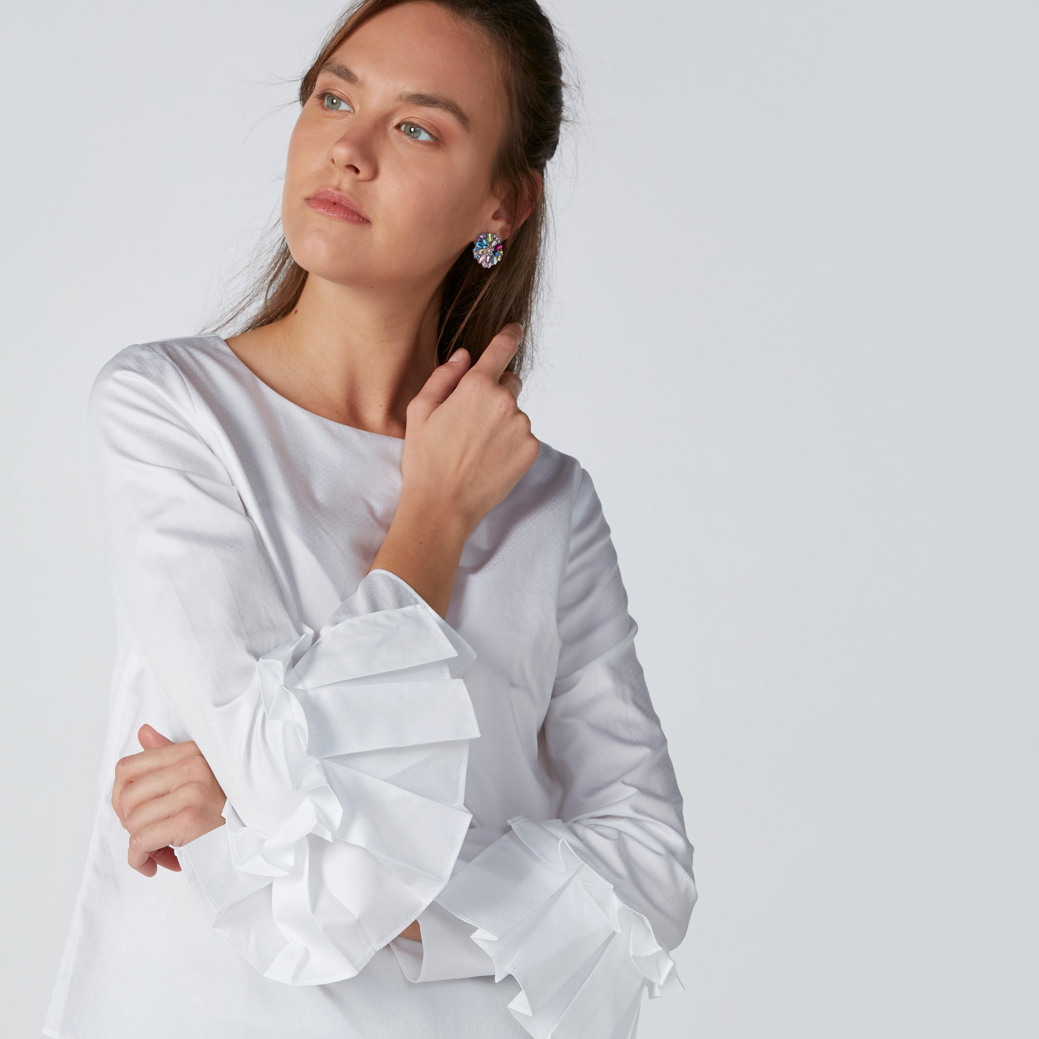 3/4 Sleeves Top with Frill Detail-women-clothing-shirtsandblouses-blouses-image-4