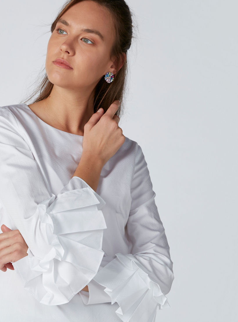 3/4 Sleeves Top with Frill Detail-women-clothing-shirtsandblouses-blouses-image-4