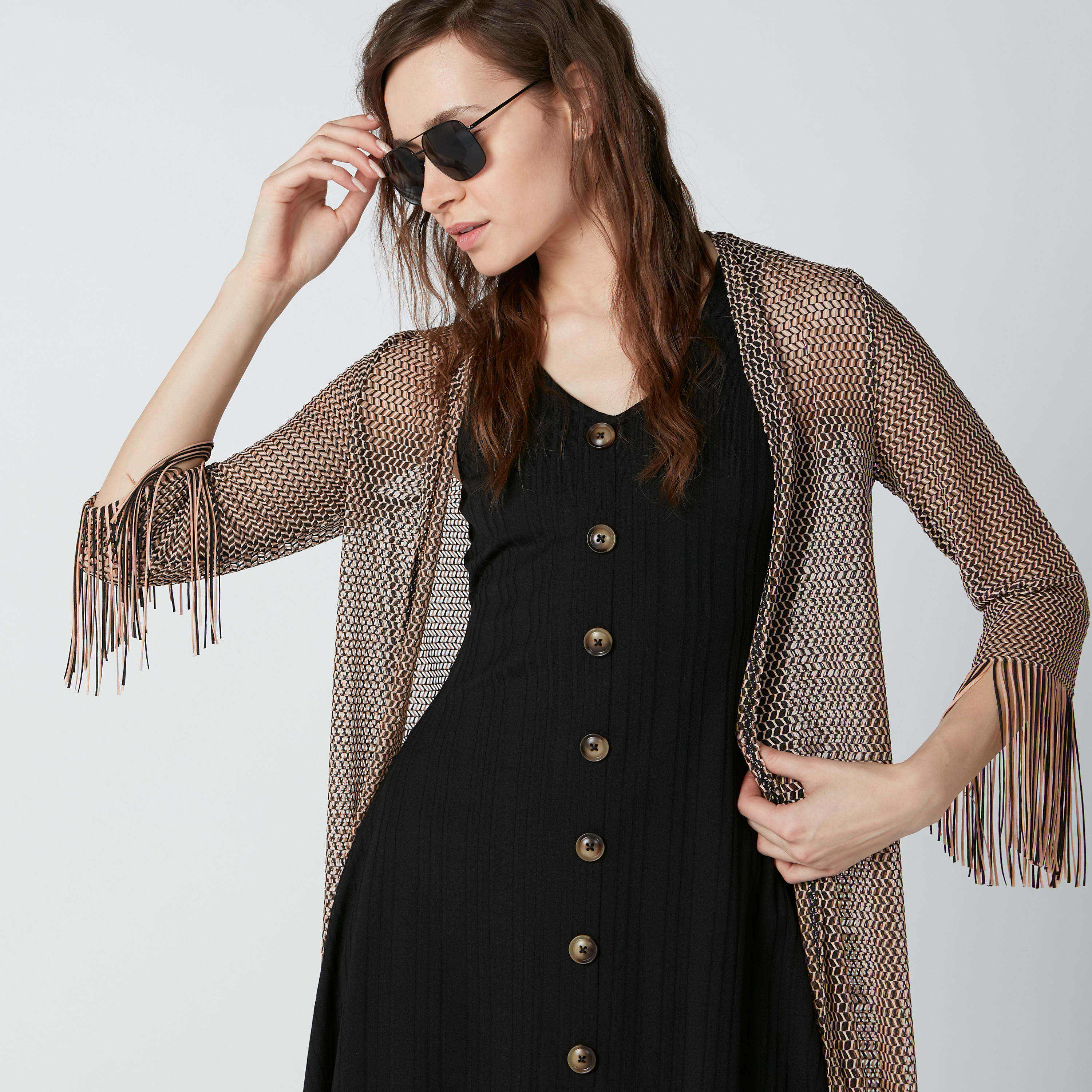 فستان قصير مستدام بياقة عميقة وأزرار -women-clothing-dresses-image-5