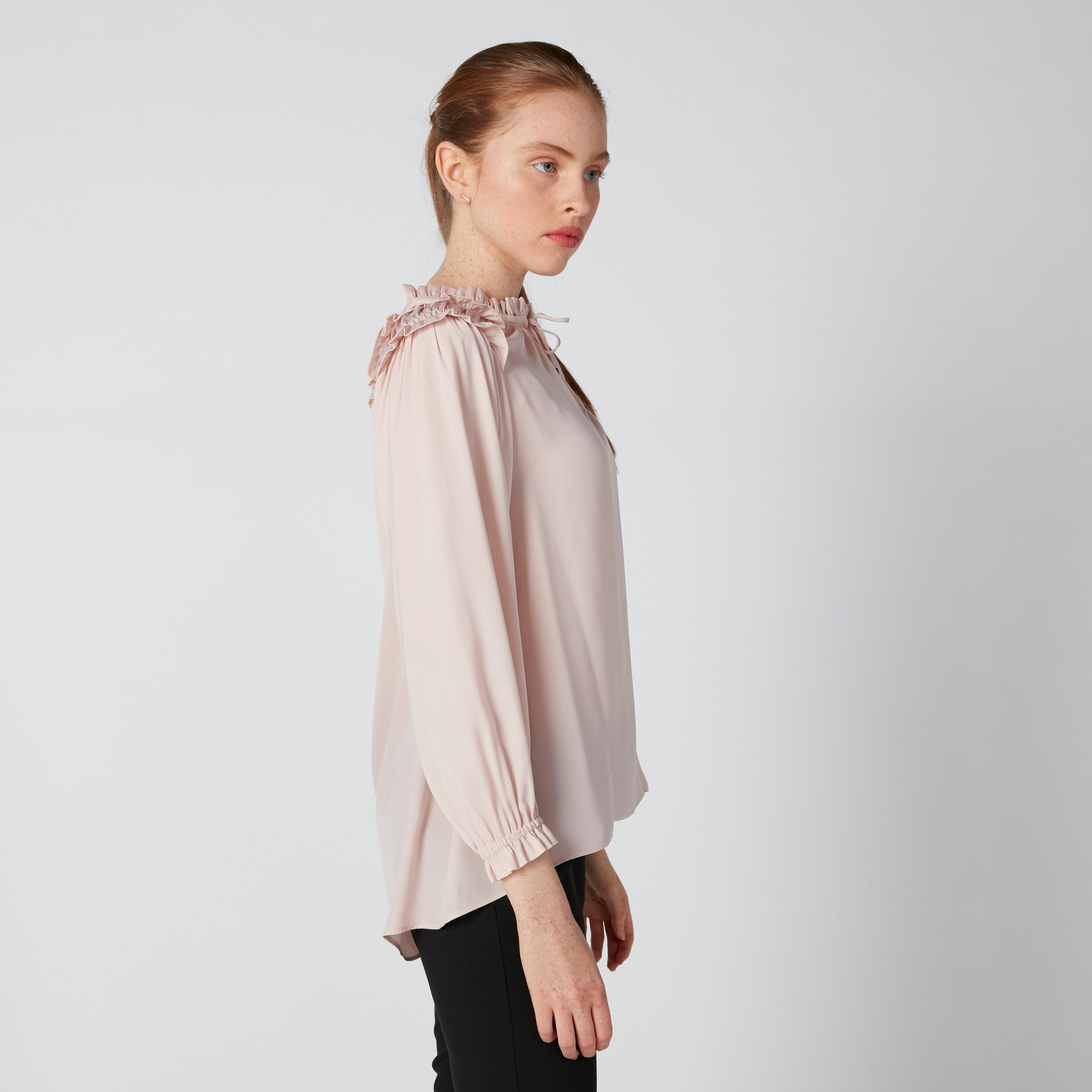 بلوزة بياقة ماندارين وأكمام طويلة وتفاصيل كشكش-women-clothing-shirtsandblouses-blouses-image-4