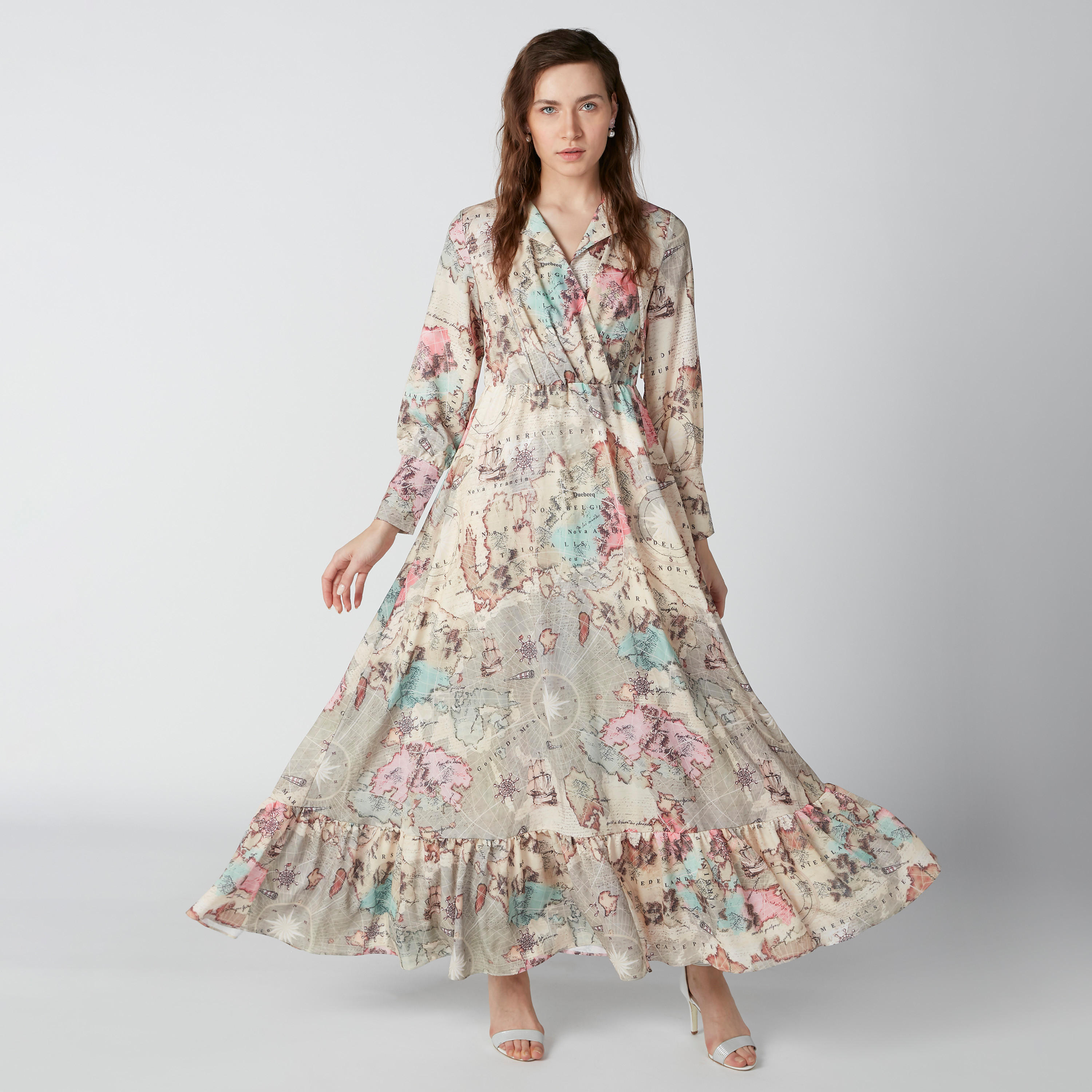 فستان مستدام طويل ملفوف بأكمام قصيرة وطبعات-women-clothing-dresses-image-1