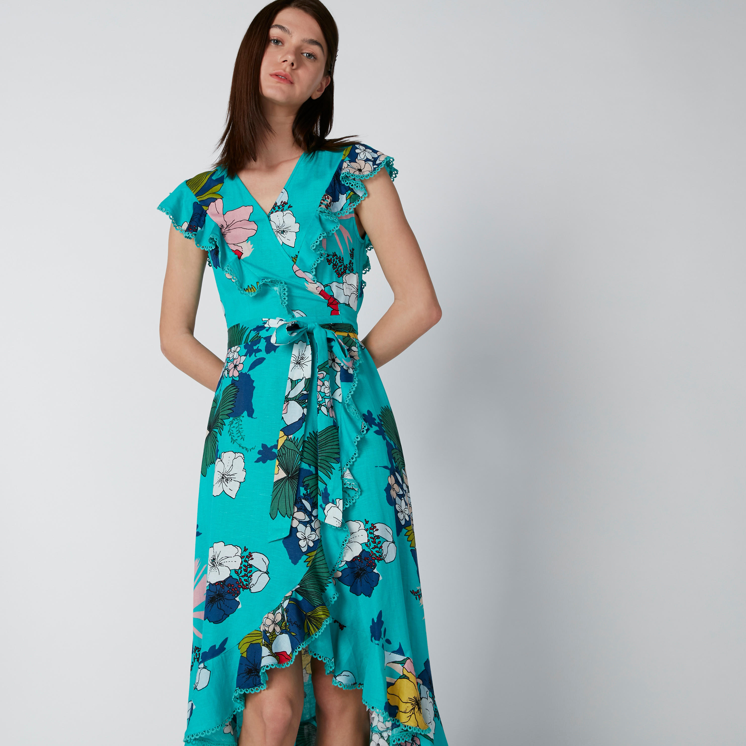 فستان بحوّاف غير مستوية وطبعات زهرية-women-clothing-dresses-image-4