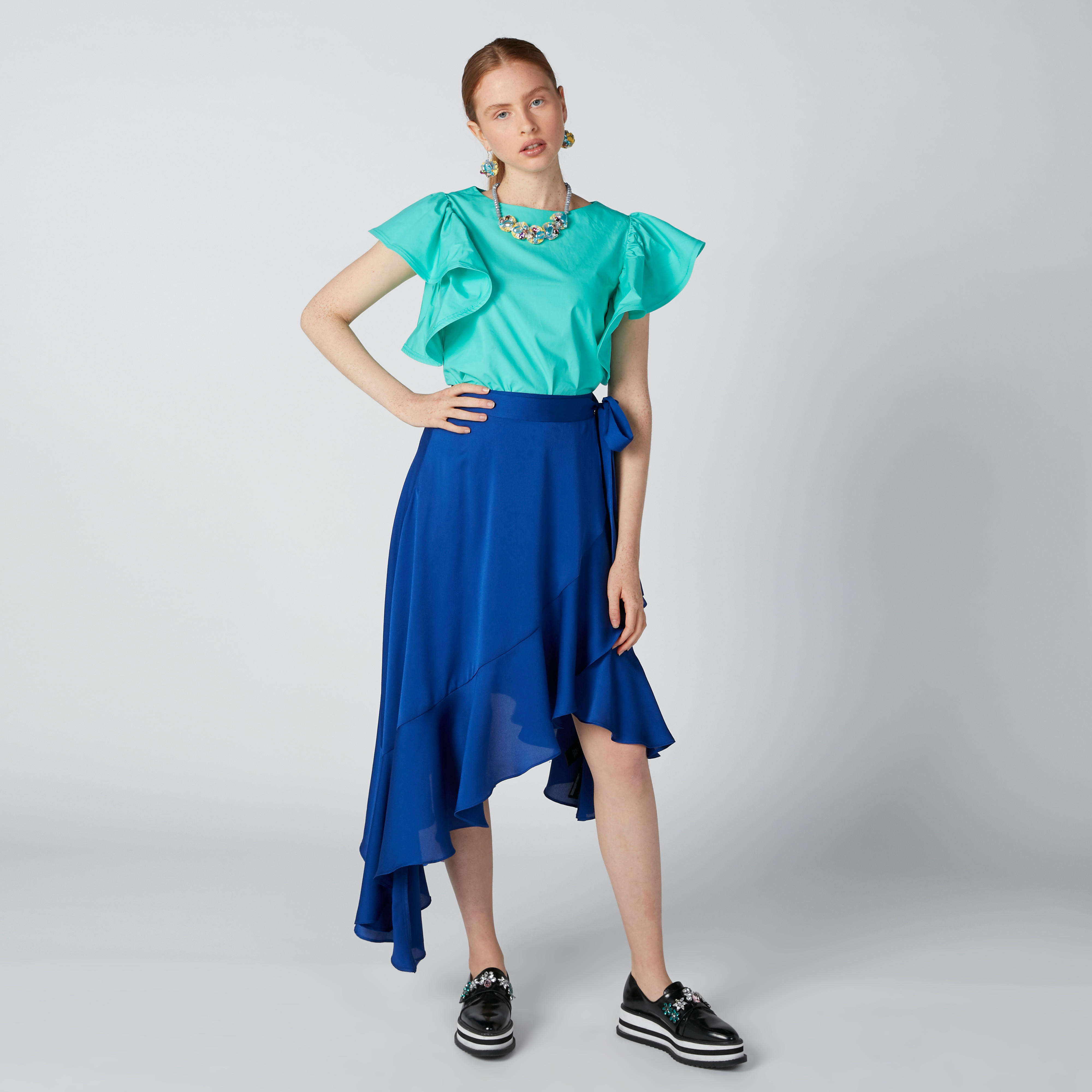 تنورة مستدامة سليم متوسطة متباينة الطول-women-clothing-bottoms-skirts-image-1