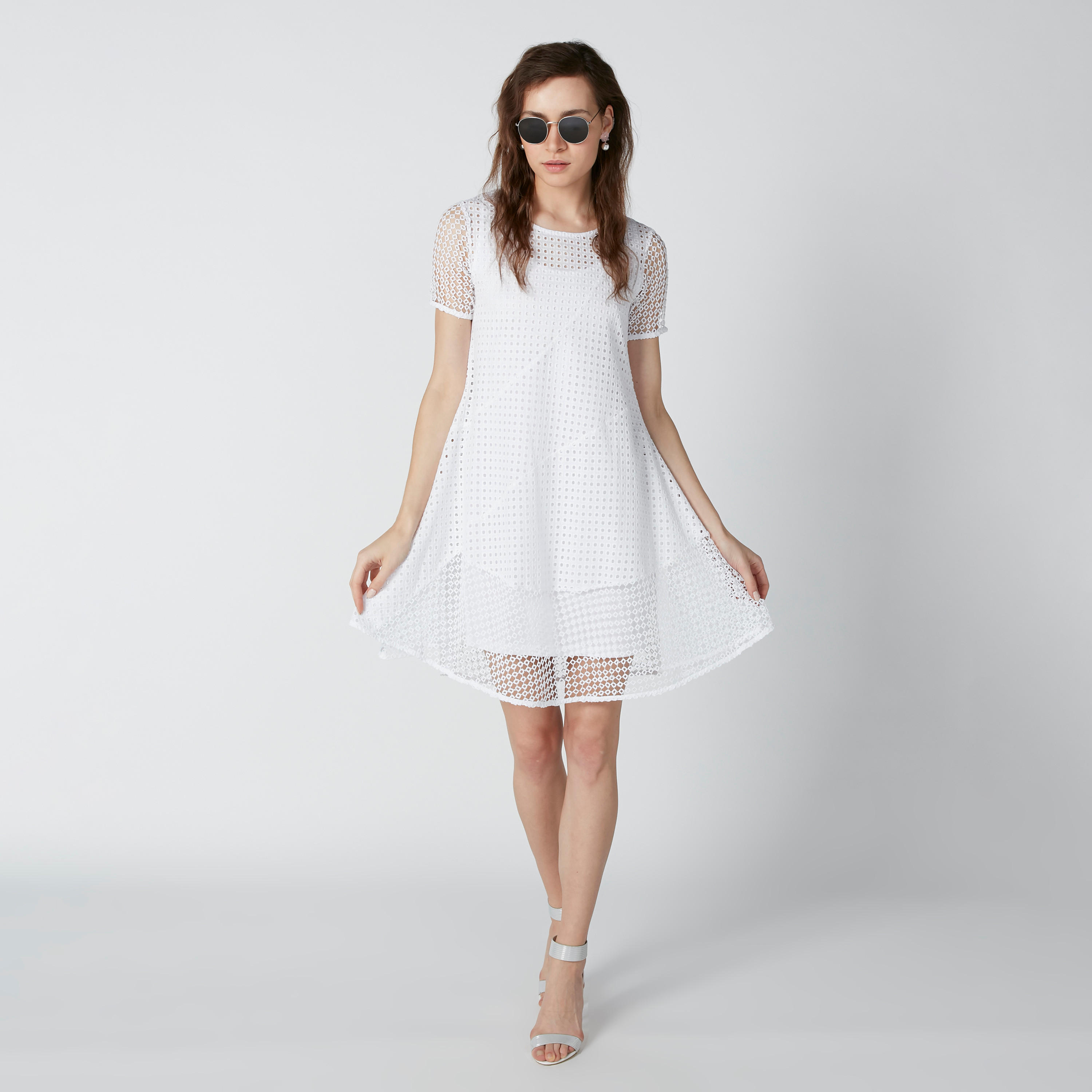 فستان مستدام شيفلي ميديي بأكمام قصيرة-women-clothing-dresses-image-1