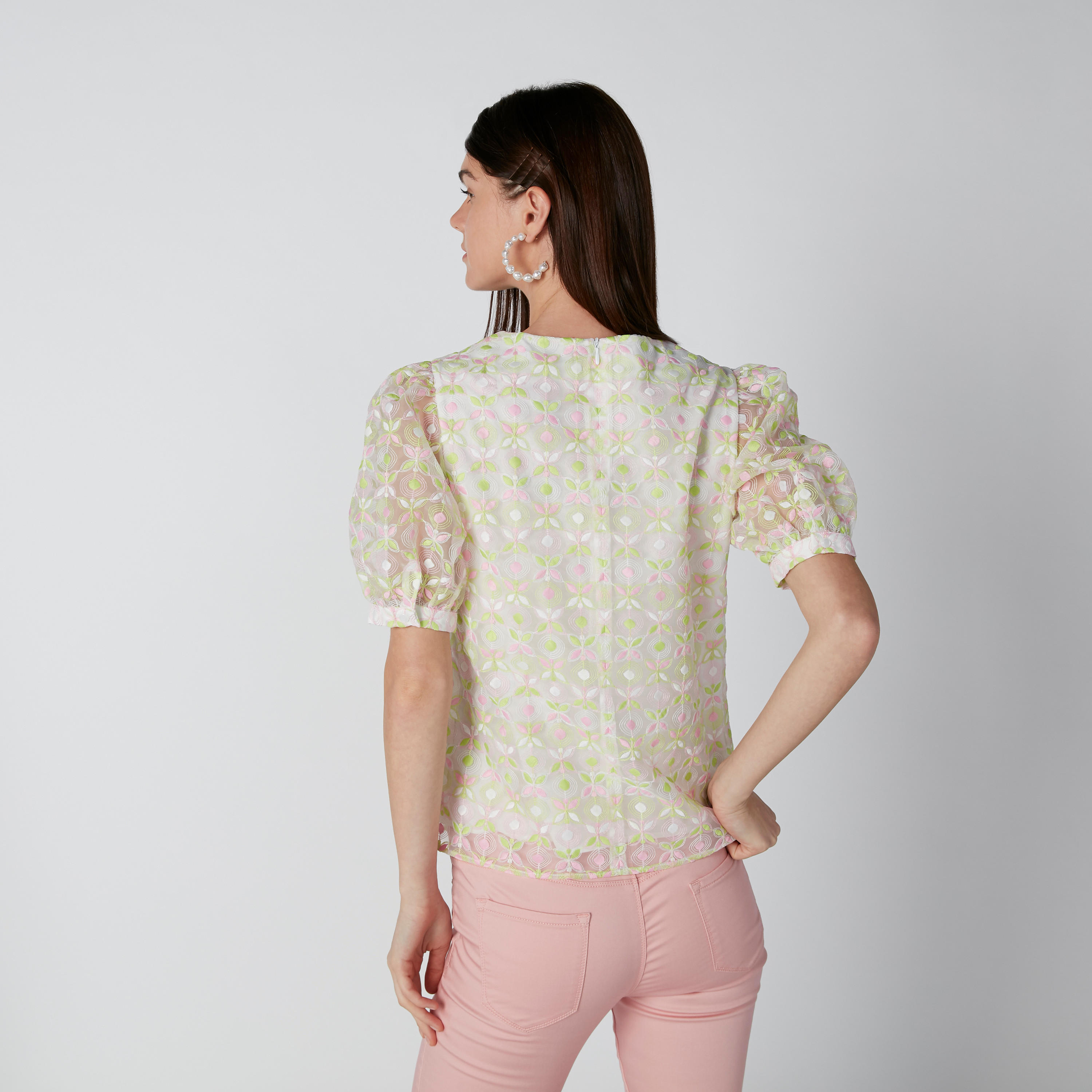 بلوزة بياقة مستديرة وأكمام قصيرة-women-clothing-shirtsandblouses-blouses-image-2