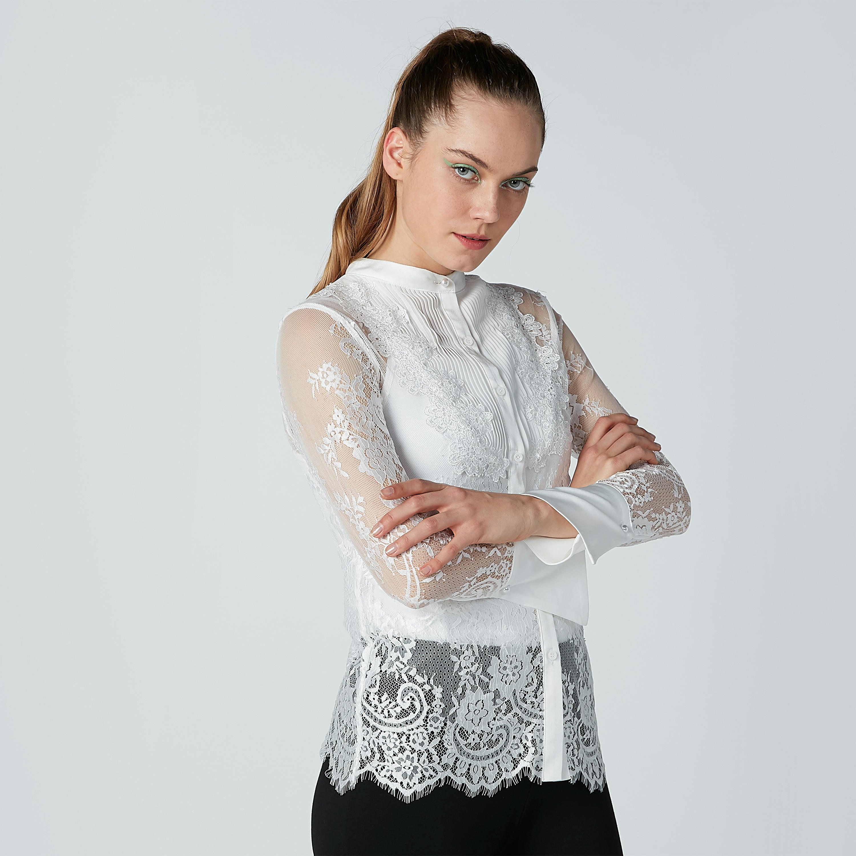 قميص دانتيل بياقة ماندارين وأكمام طويلة-women-clothing-shirtsandblouses-shirts-image-3
