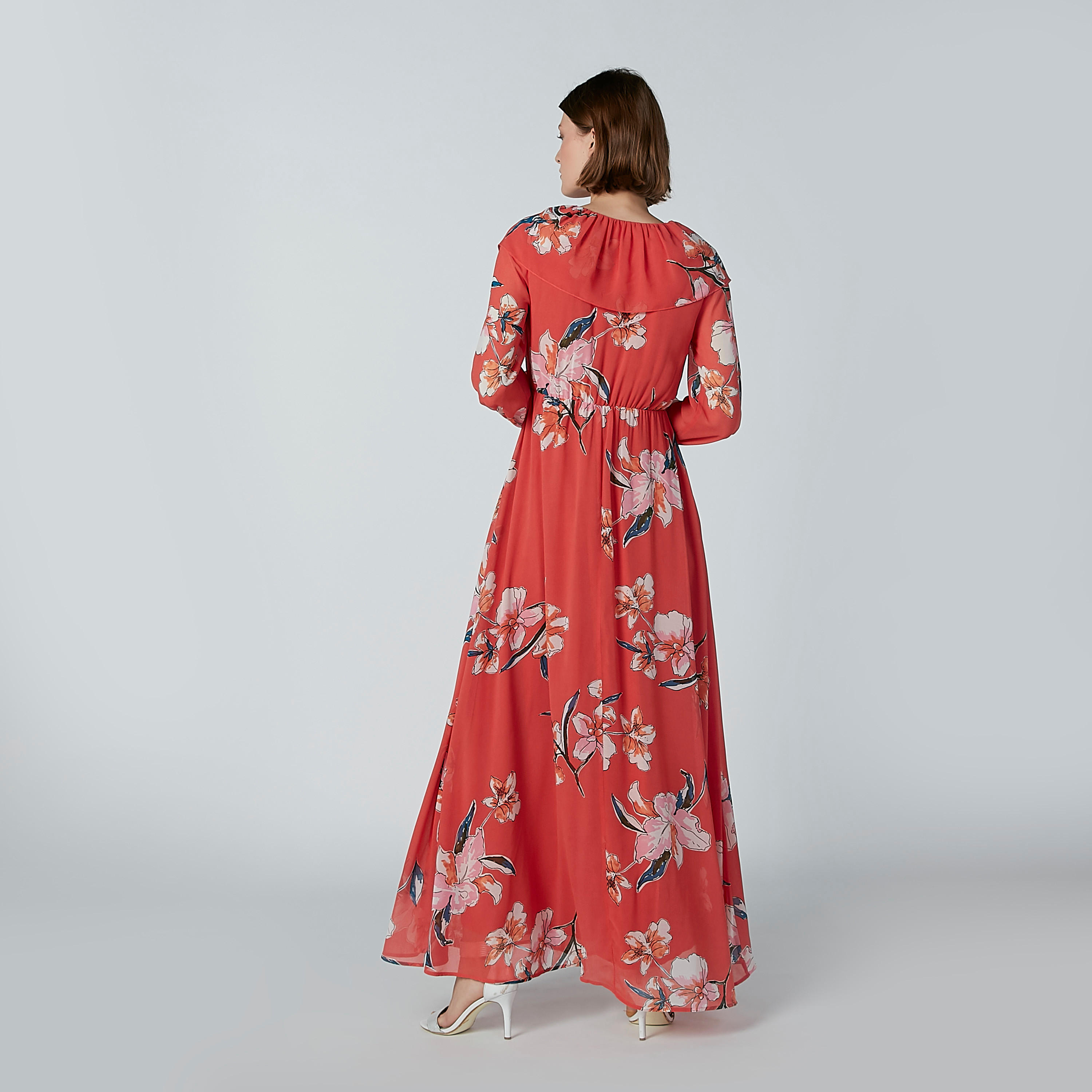 فستان إيه لاين طويل بأكمام طويلة وتفاصيل كشكش وطبعات زهرية-women-clothing-dresses-image-5
