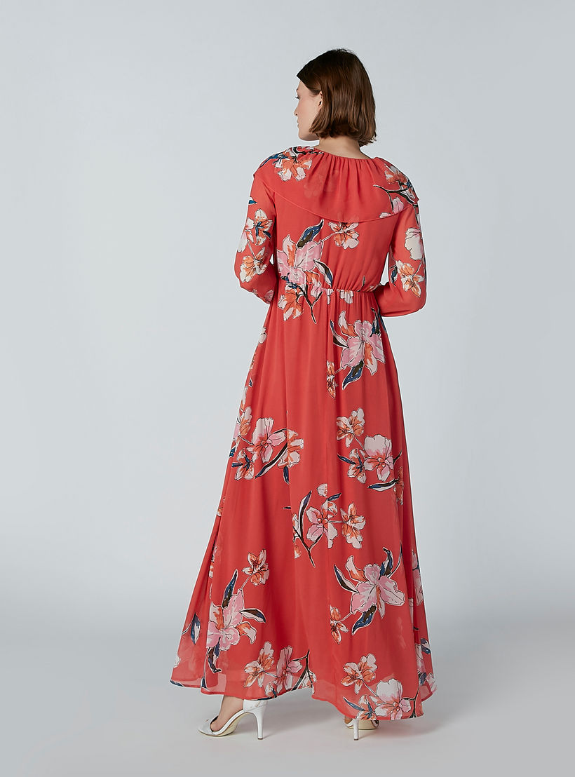 فستان إيه لاين طويل بأكمام طويلة وتفاصيل كشكش وطبعات زهرية-women-clothing-dresses-image-5