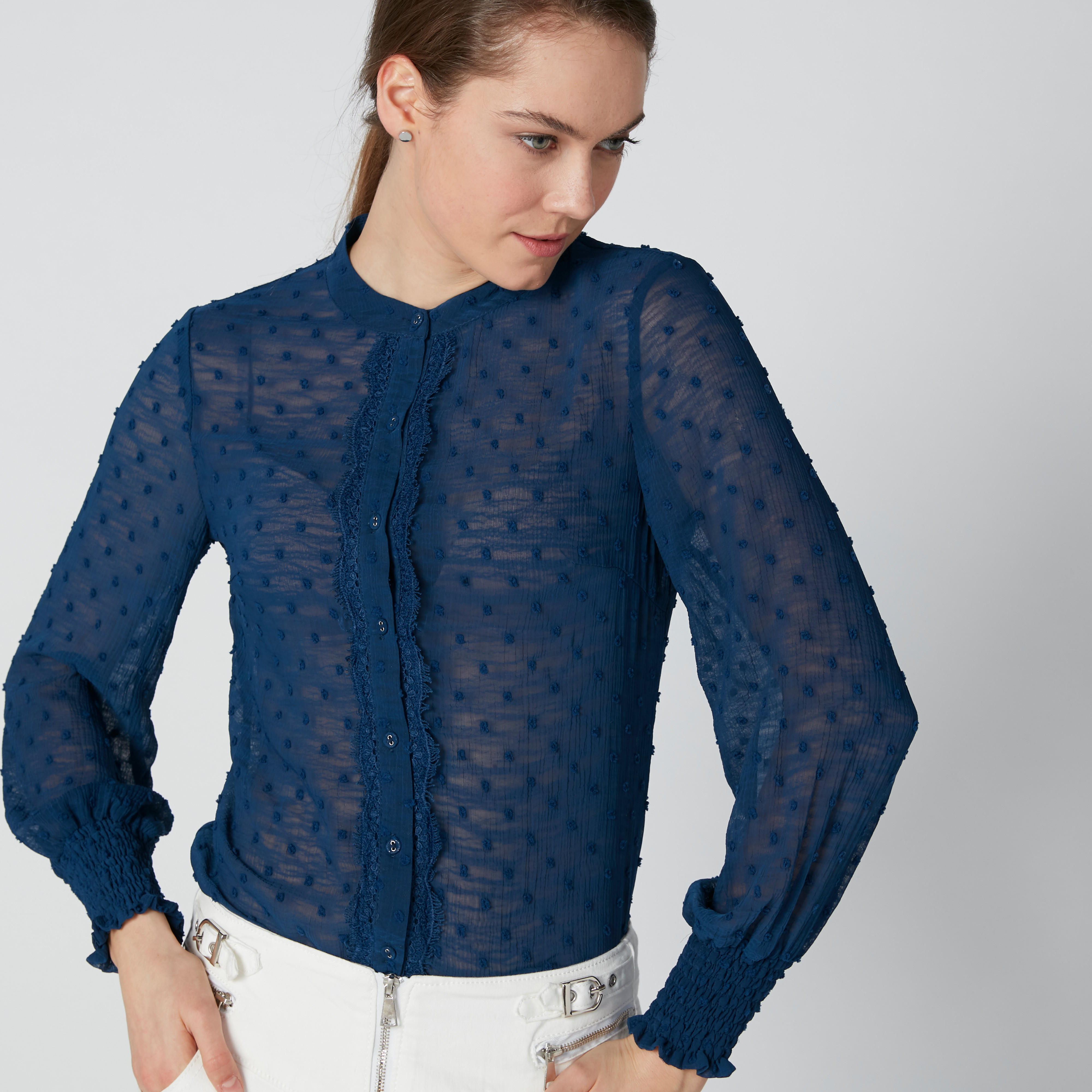 قميص بقصّة عاديّة وياقة ماندارين وتفاصيل دانتيل-women-clothing-shirtsandblouses-shirts-image-6