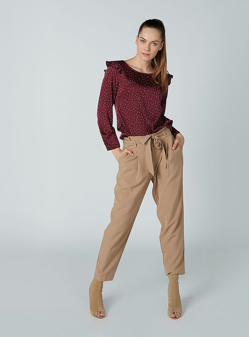 بلوزة بأكمام طويلة وتفاصيل كشكش وطبعات منقطّة-women-clothing-shirtsandblouses-blouses-image-3