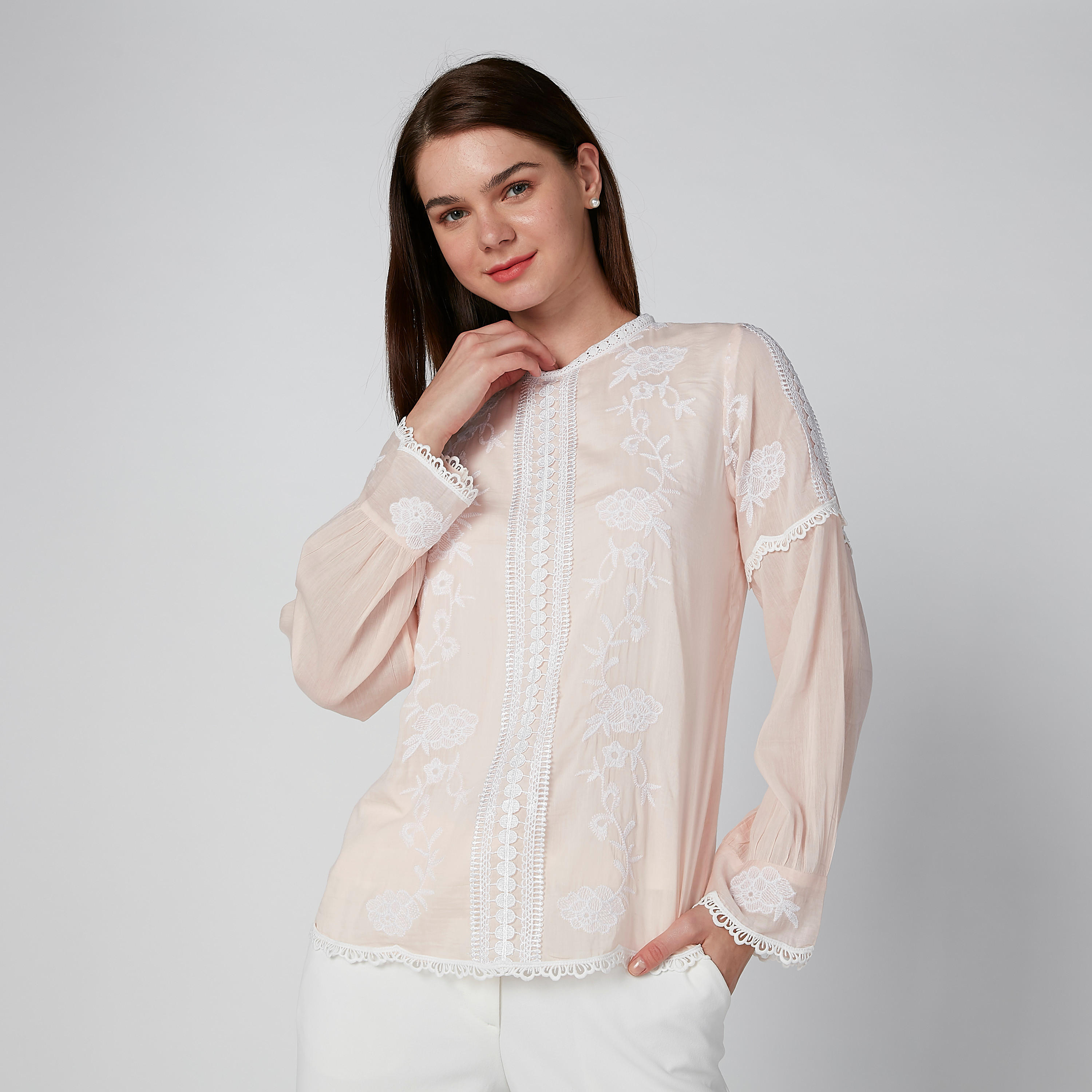 Embroidered Top with Crew Neck-women-clothing-shirtsandblouses-blouses-image-1