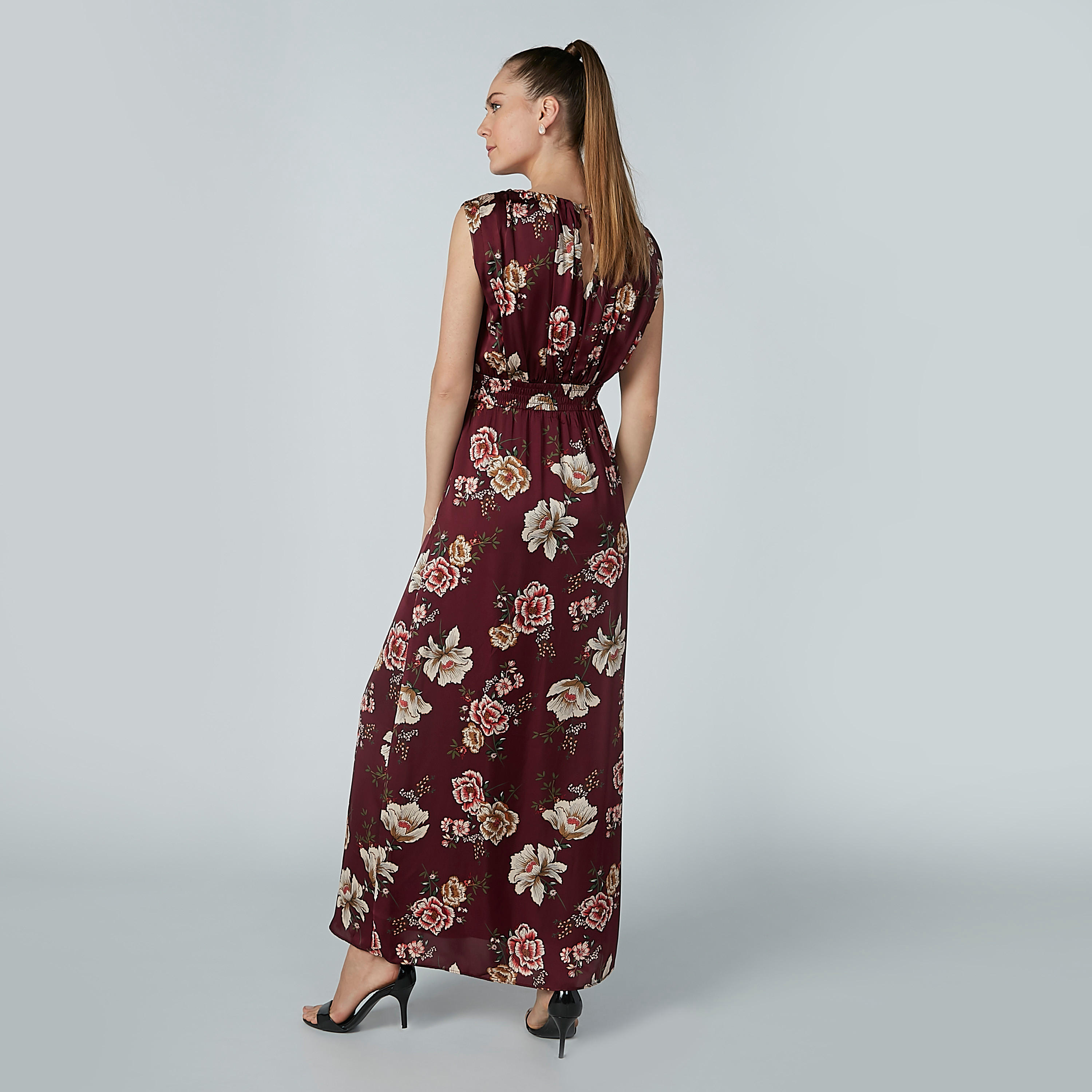 فستان إيه لاين طويل دون أكمام بياقة قارب وطبعات زهرية-women-clothing-dresses-image-2
