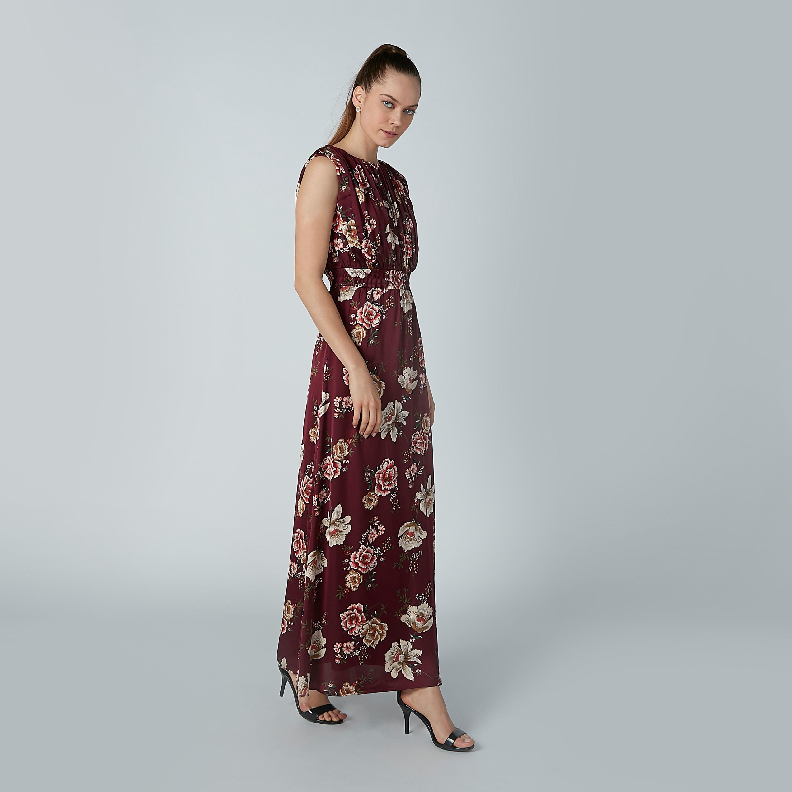 فستان إيه لاين طويل دون أكمام بياقة قارب وطبعات زهرية-women-clothing-dresses-image-4