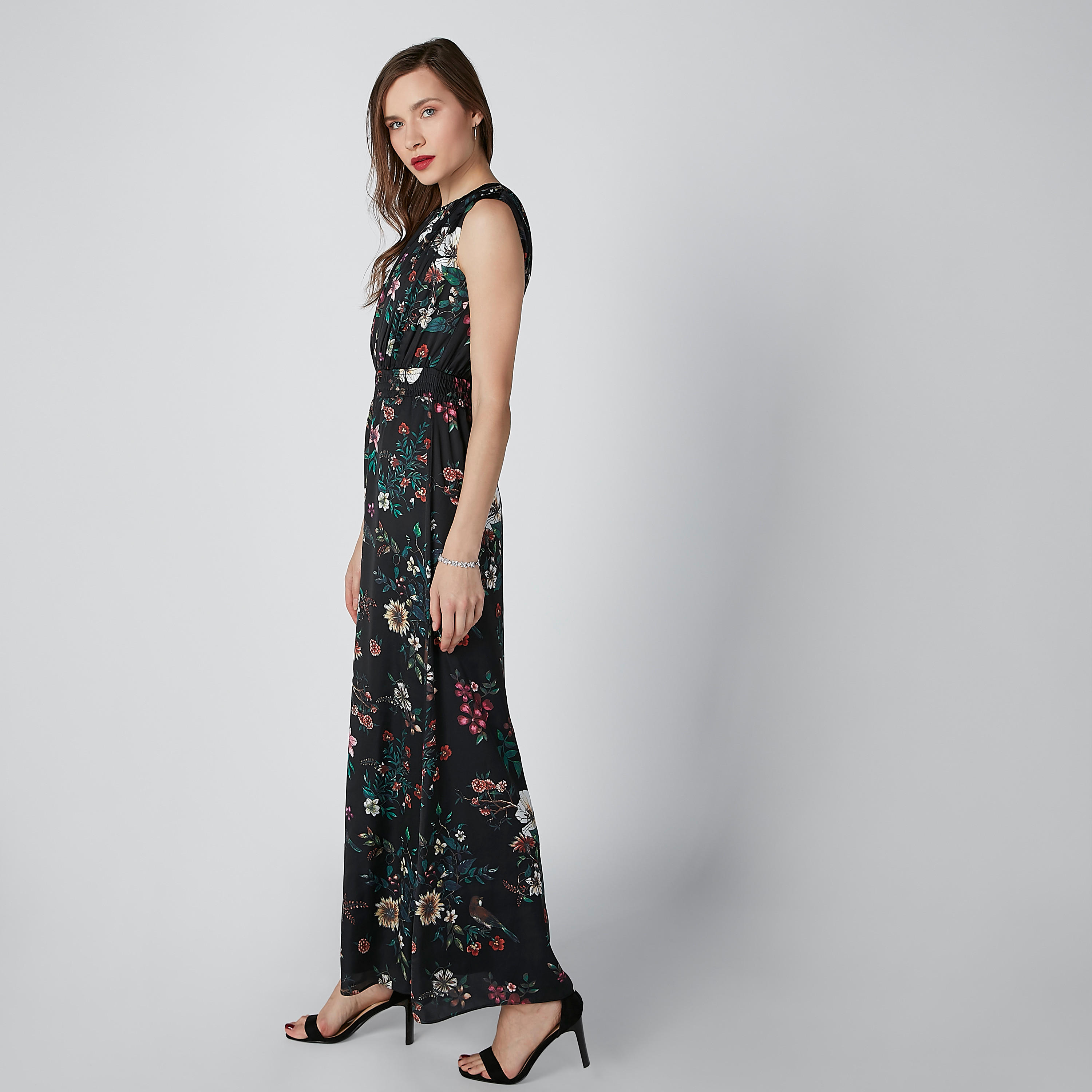 فستان دون أكمام بياقة مستديرة وطبعات زهرية-women-clothing-dresses-image-4