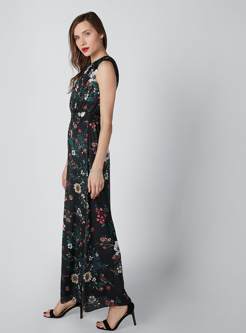 فستان دون أكمام بياقة مستديرة وطبعات زهرية-women-clothing-dresses-image-4