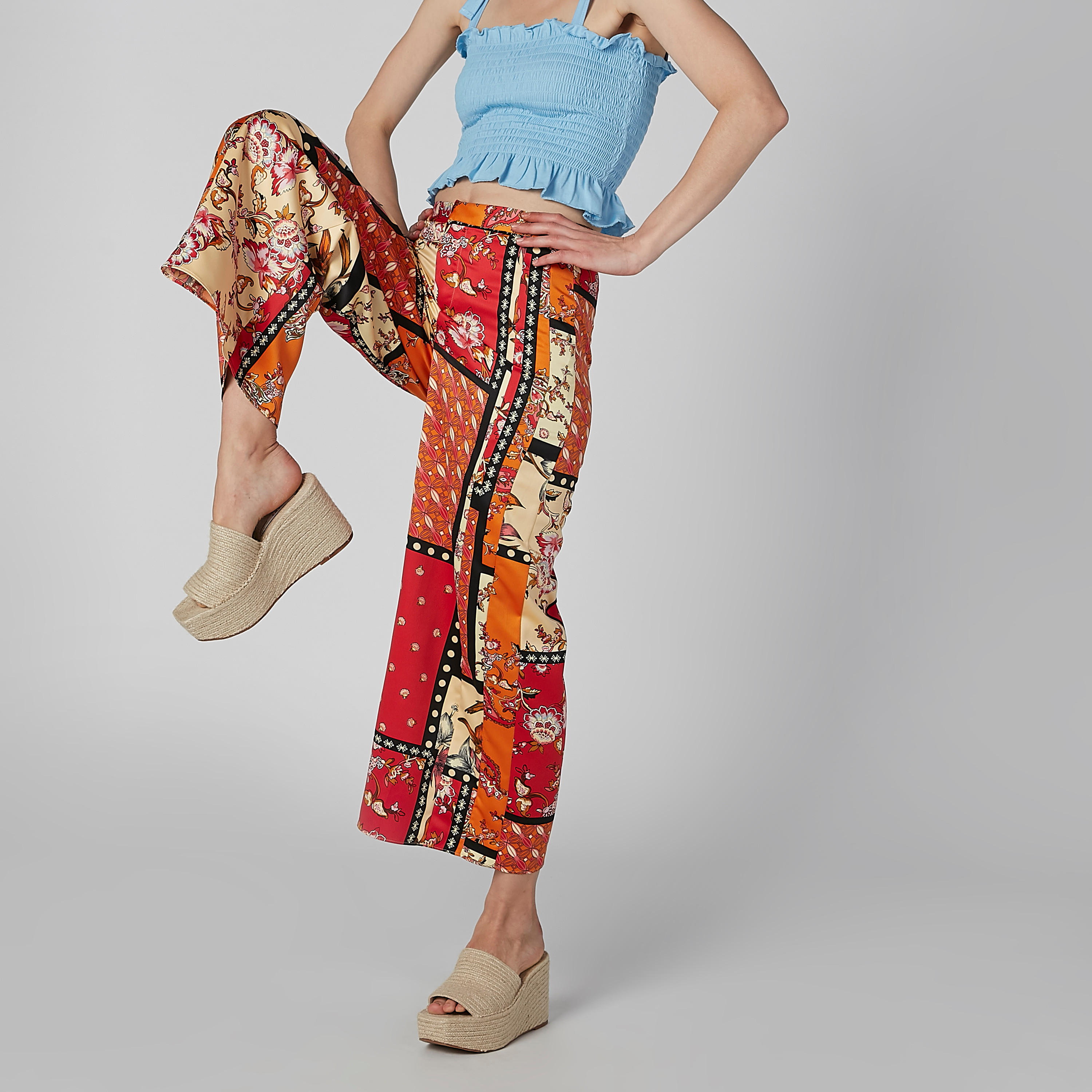 بنطلون بالازو مستدام بقصّة واسعة وخصر متوسط الارتفاع وطبعات زهرية -women-clothing-bottoms-trousers-image-5