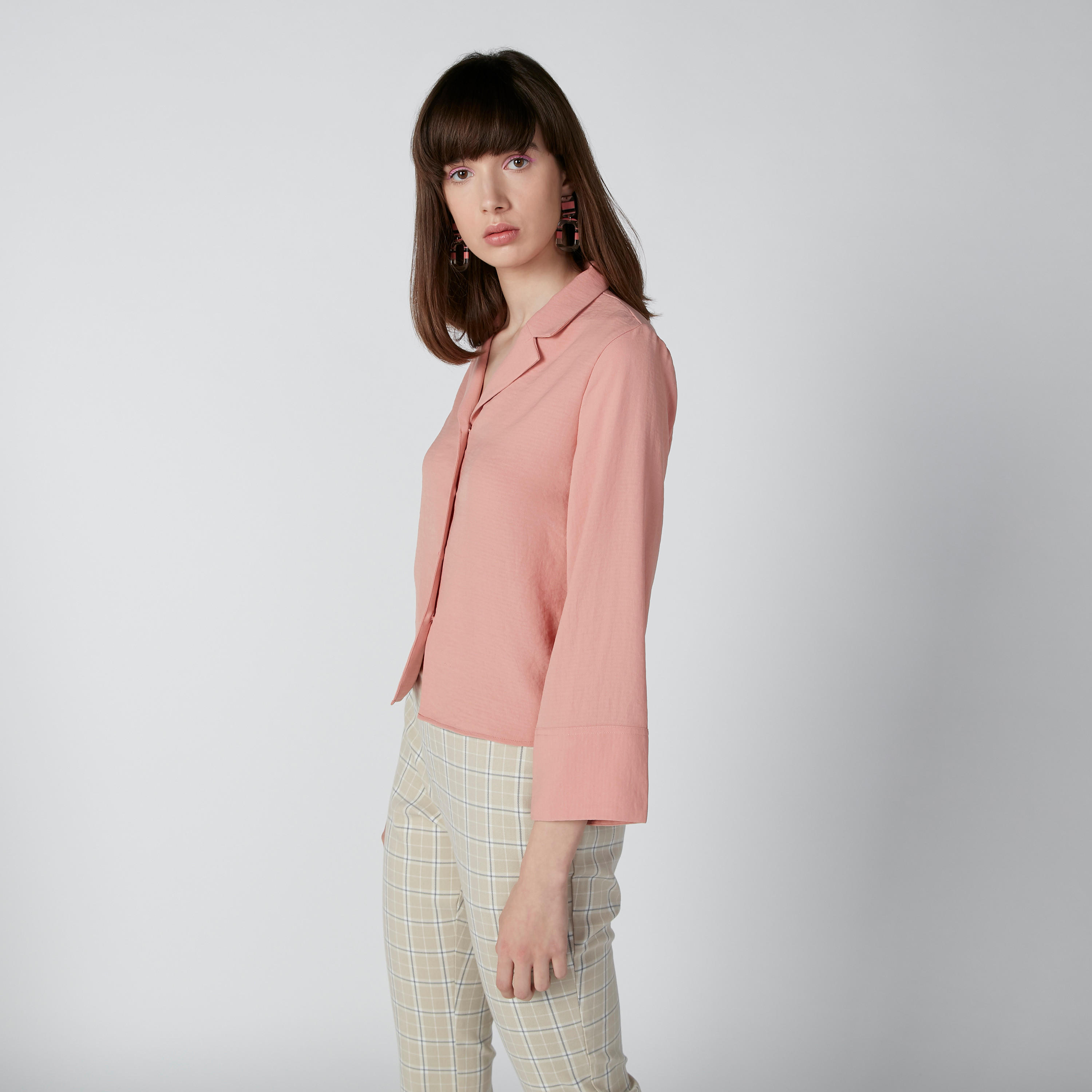Solid Shirt with 3/4 Sleeves-women-clothing-shirtsandblouses-shirts-image-4