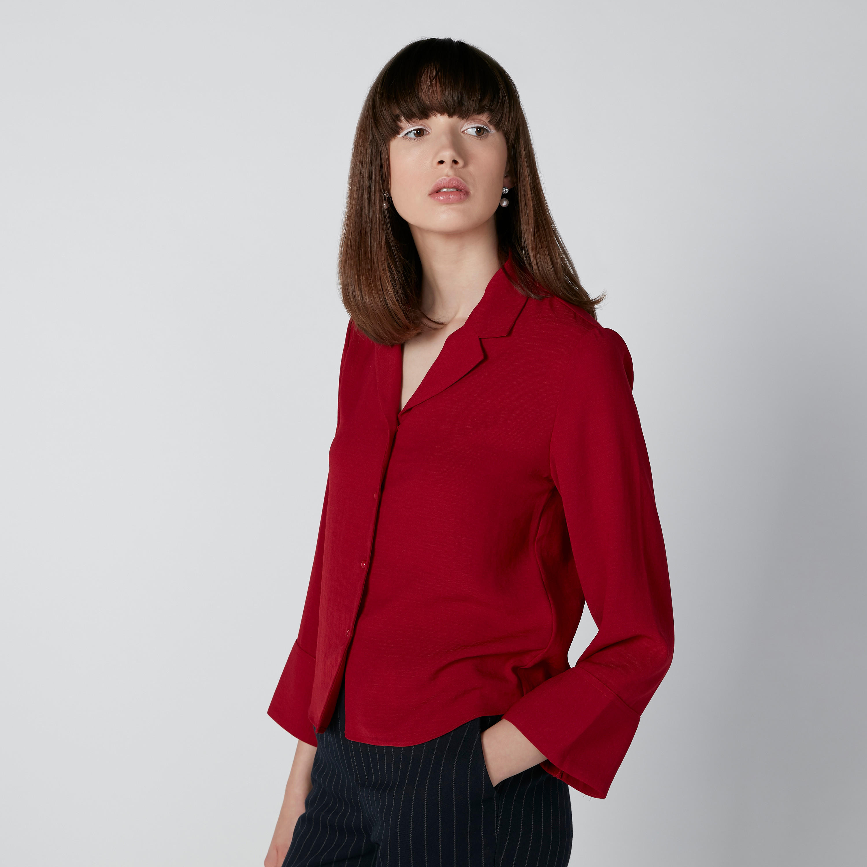 Solid Shirt with Bell Sleeves-women-clothing-shirtsandblouses-shirts-image-1