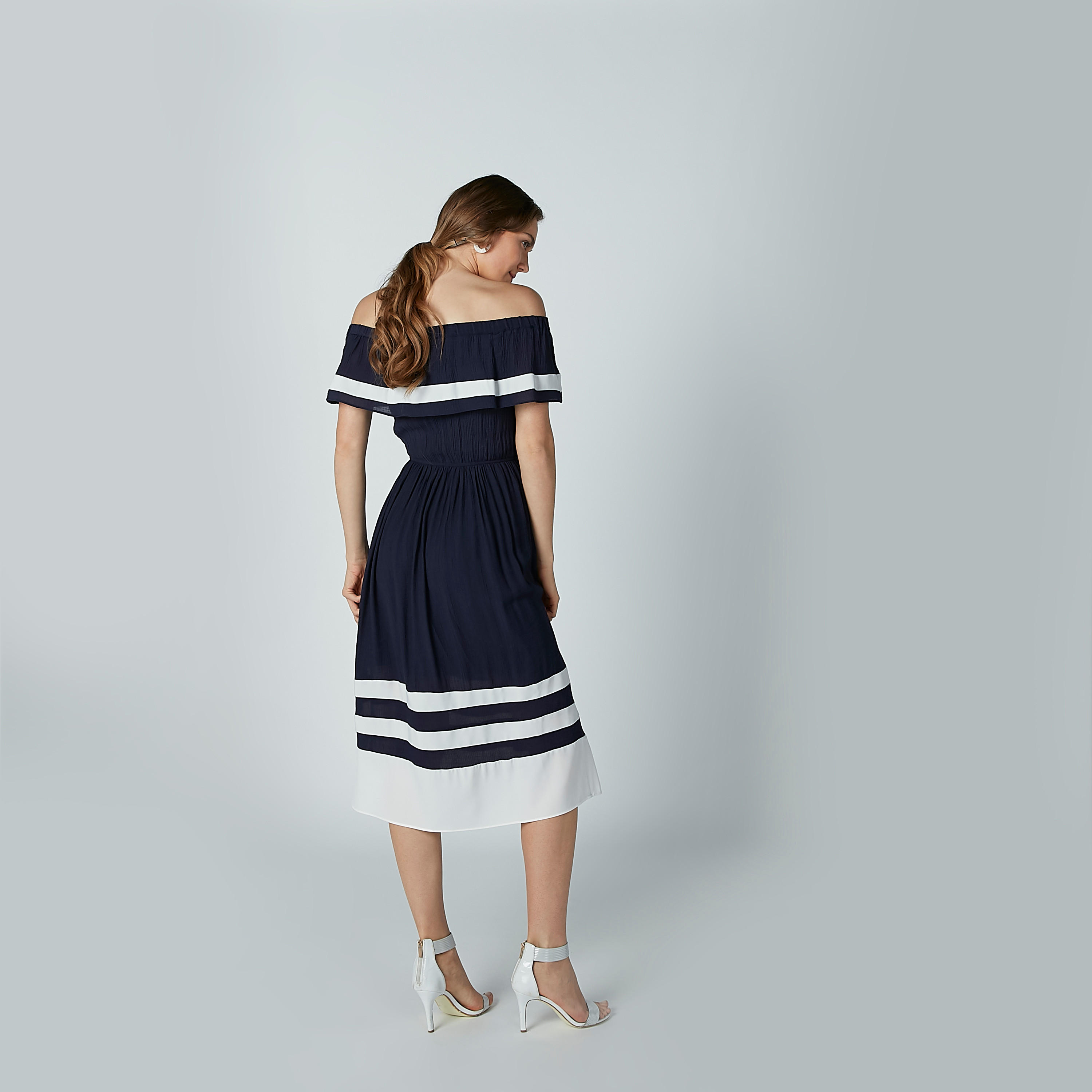 Striped Midi Off Shoulder Dress-women-clothing-dresses-image-3