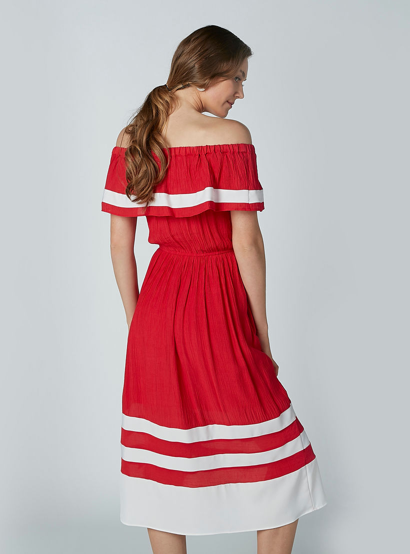 Striped Midi Off Shoulder Dress-women-clothing-dresses-image-3