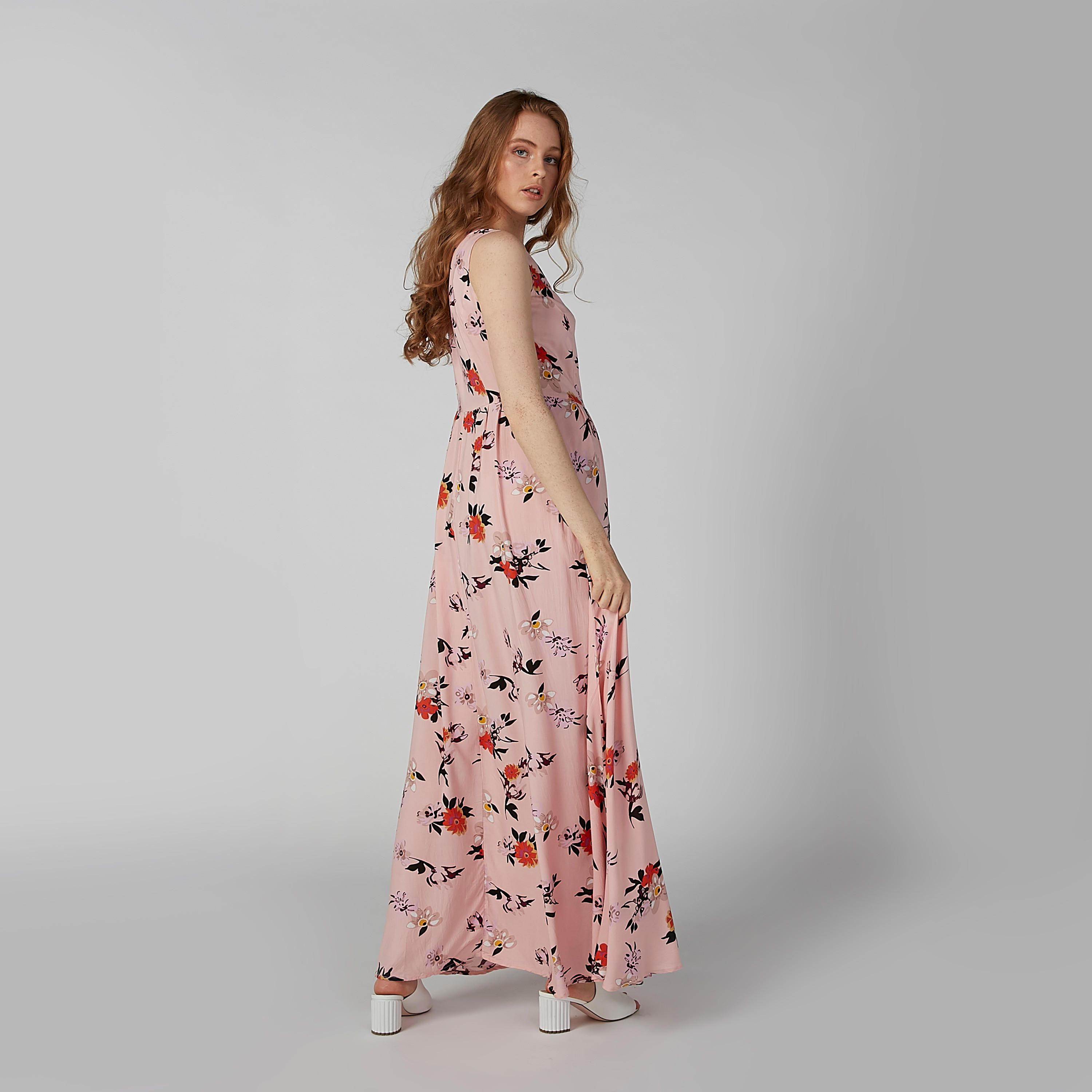 فستان إيه لاين طويل دون أكمام بياقة V وطبعات-women-clothing-dresses-image-2
