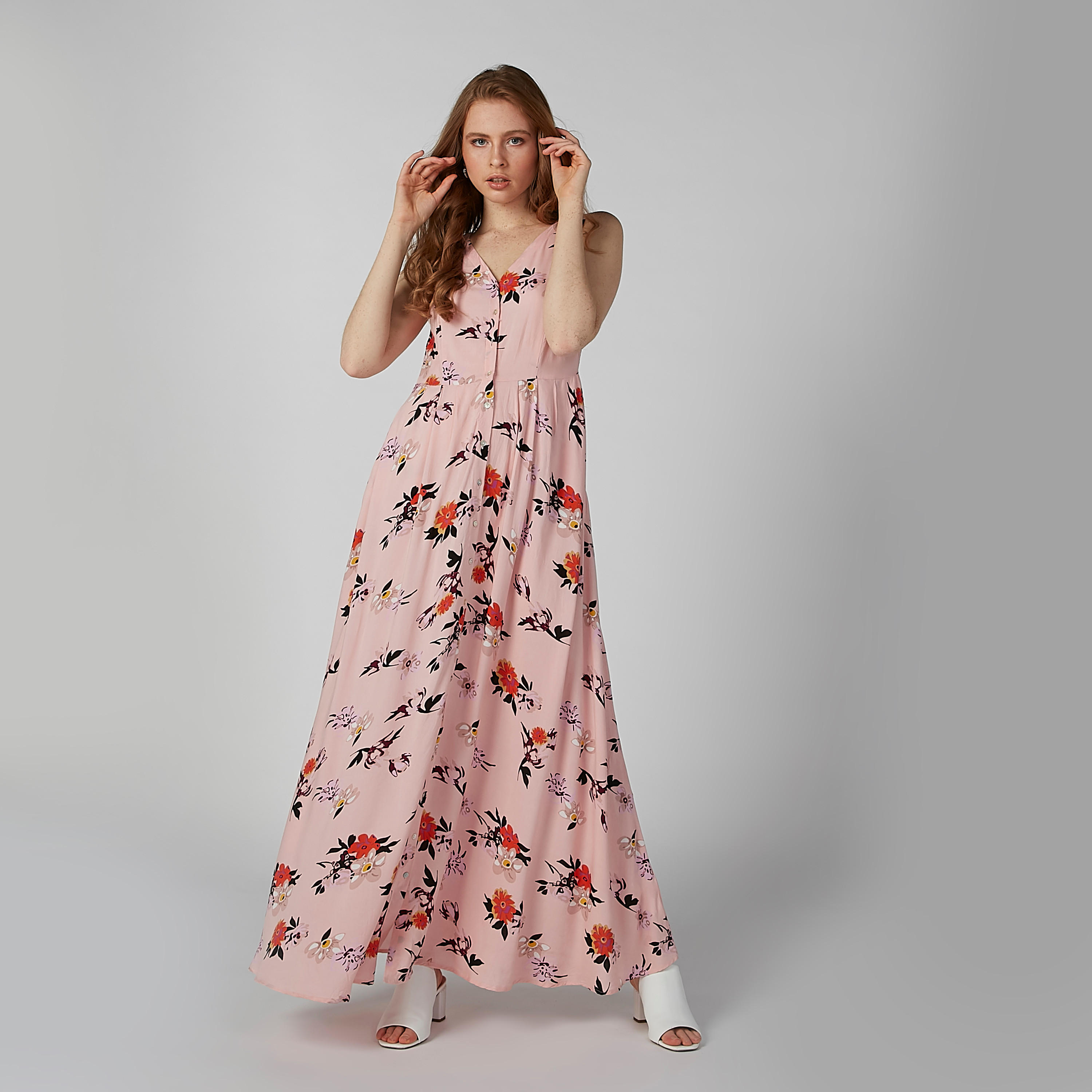 فستان إيه لاين طويل دون أكمام بياقة V وطبعات-women-clothing-dresses-image-3
