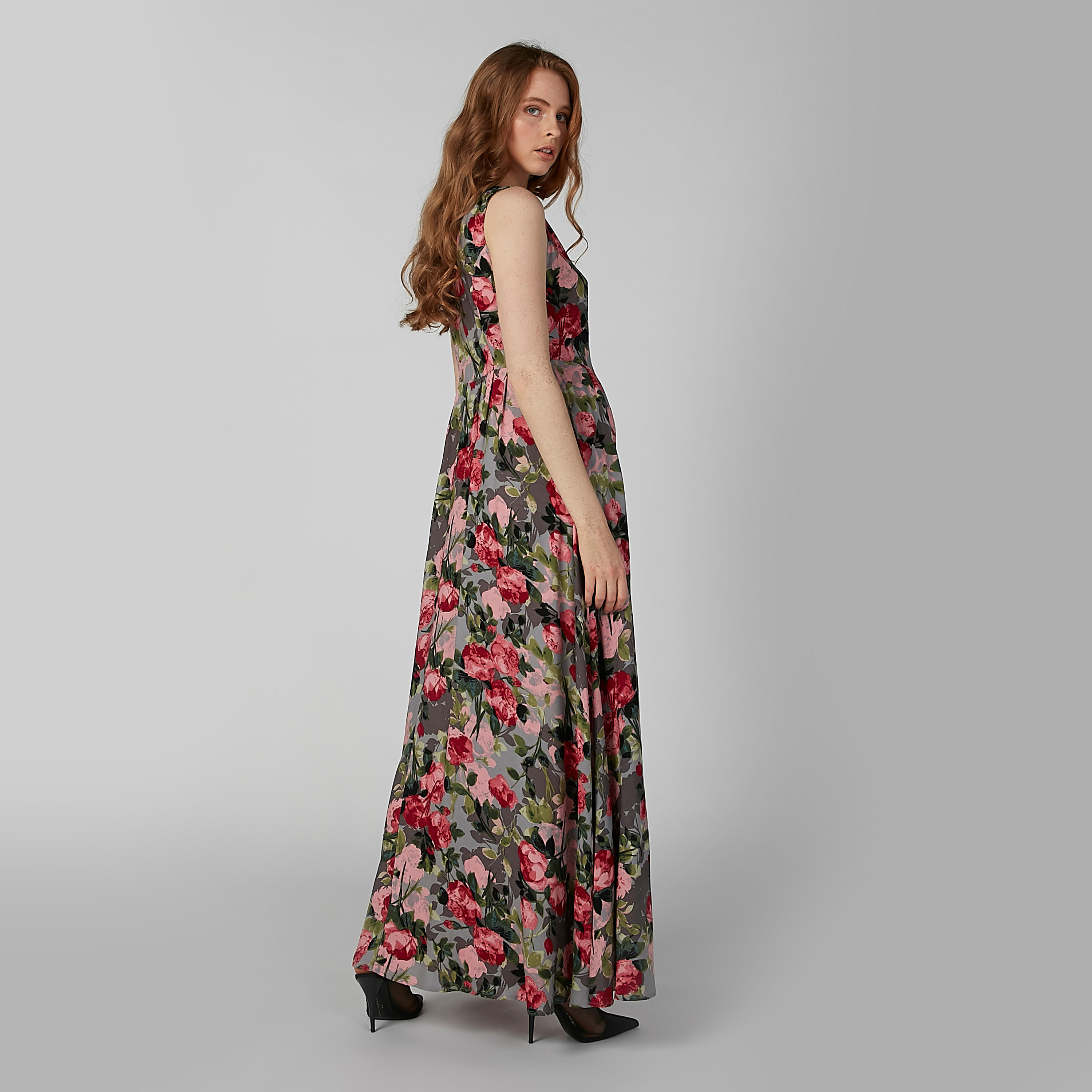 فستان إيه لاين طويل بياقة V وطبعات-women-clothing-dresses-image-4
